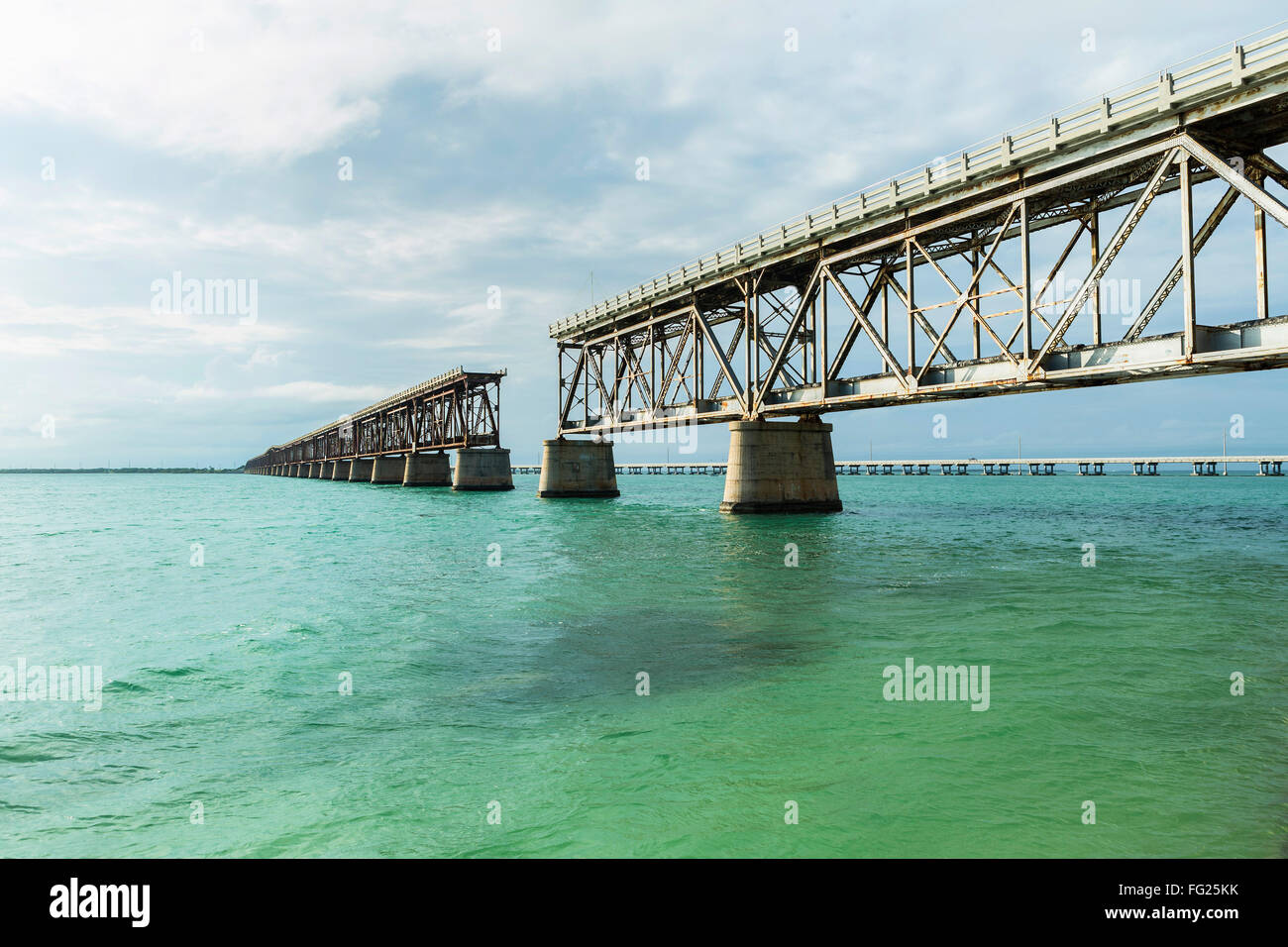 Storico ponte ferroviario a Bahia Honda State Park in Florida. Foto Stock