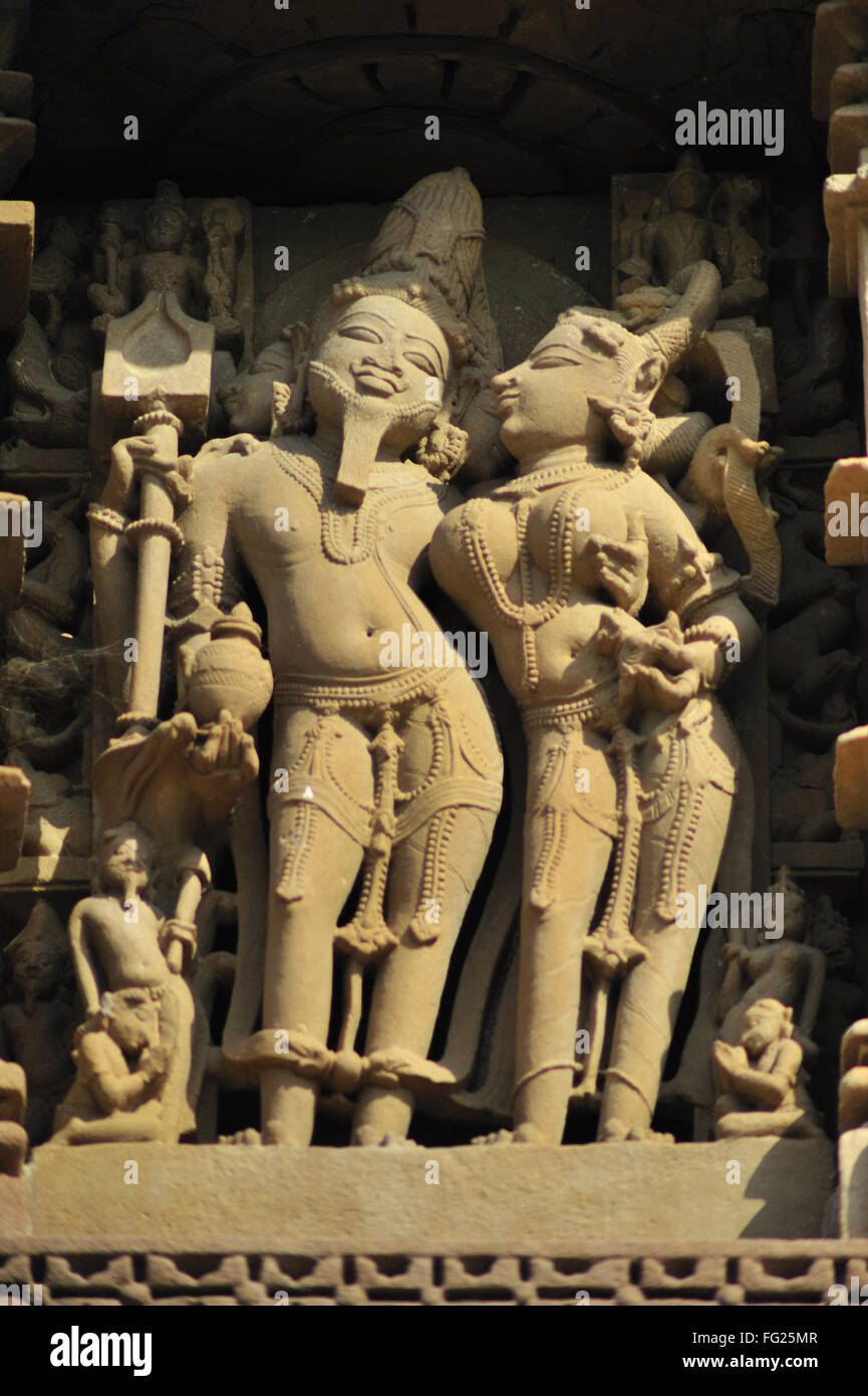 Brahma sulla parete del tempio jagadambi Khajuraho Madhya Pradesh india Foto Stock