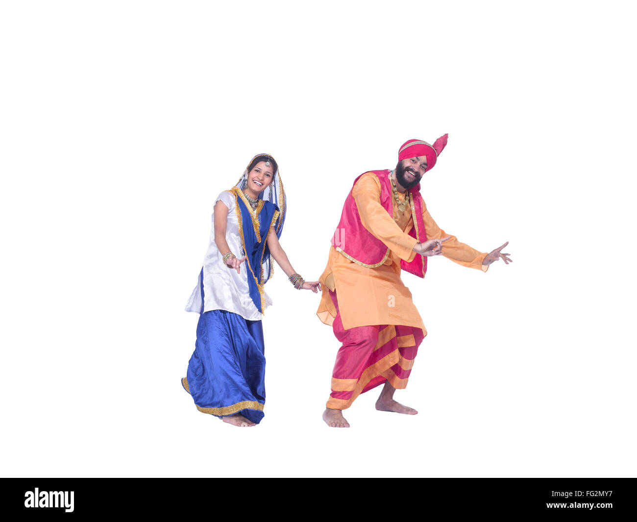 Esecuzione di ballerini folk dance bhangra signor#779D;779B Foto Stock