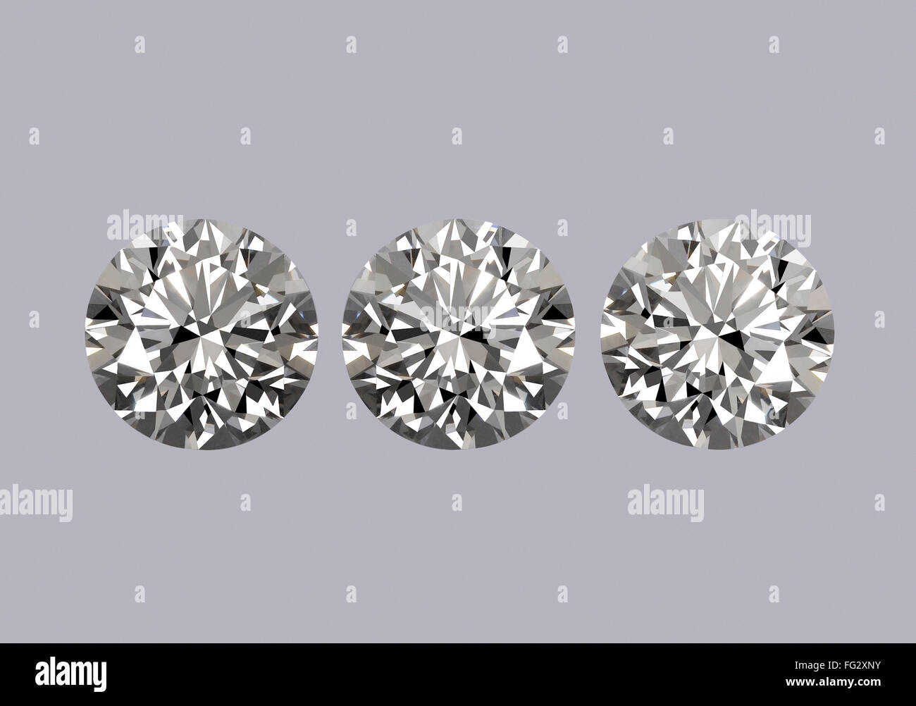 Diamanti su sfondo grigio Foto Stock