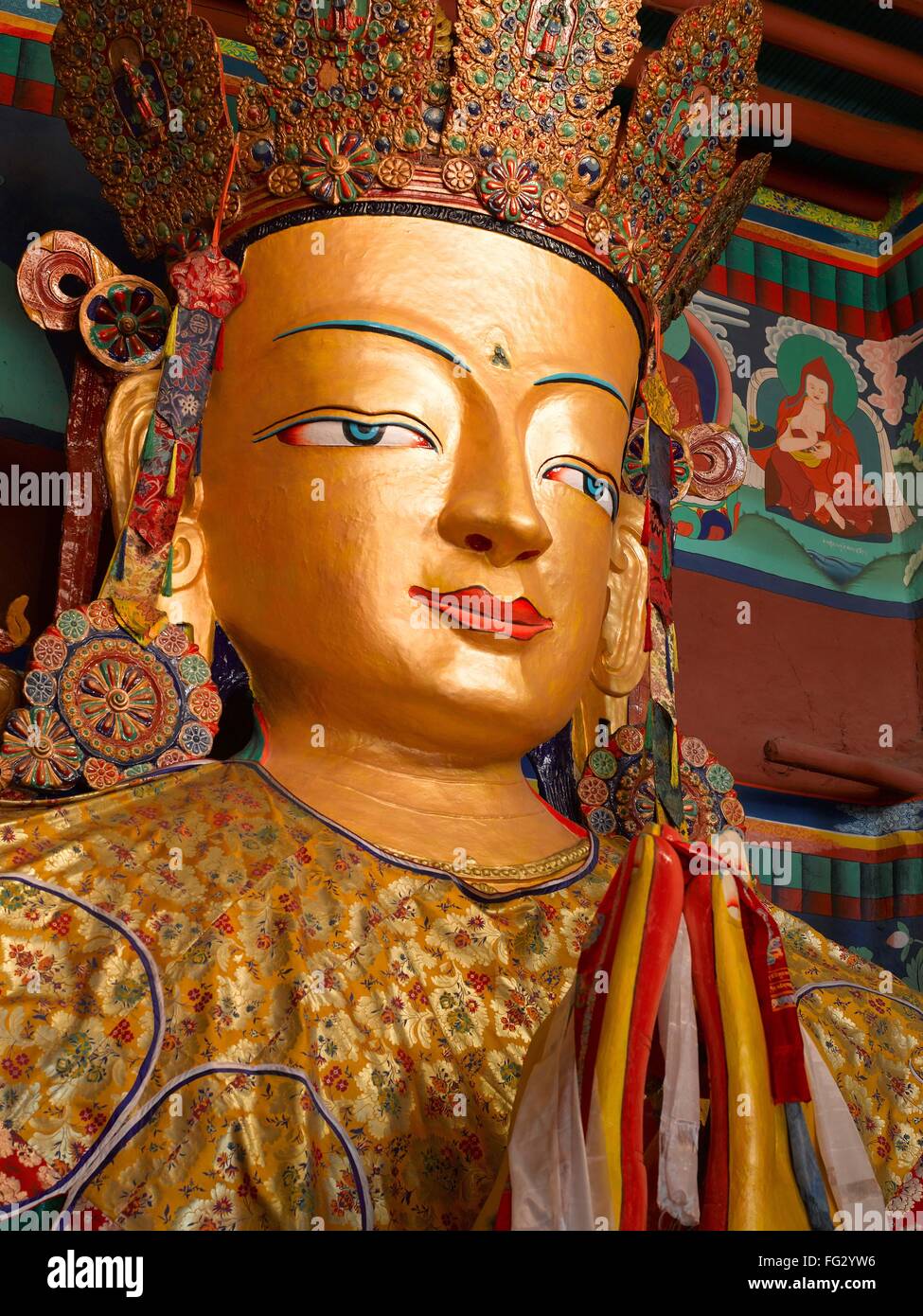 Maitreya Buddha statua Tingmosgang Ladakh Jammu e Kashmir India Foto Stock