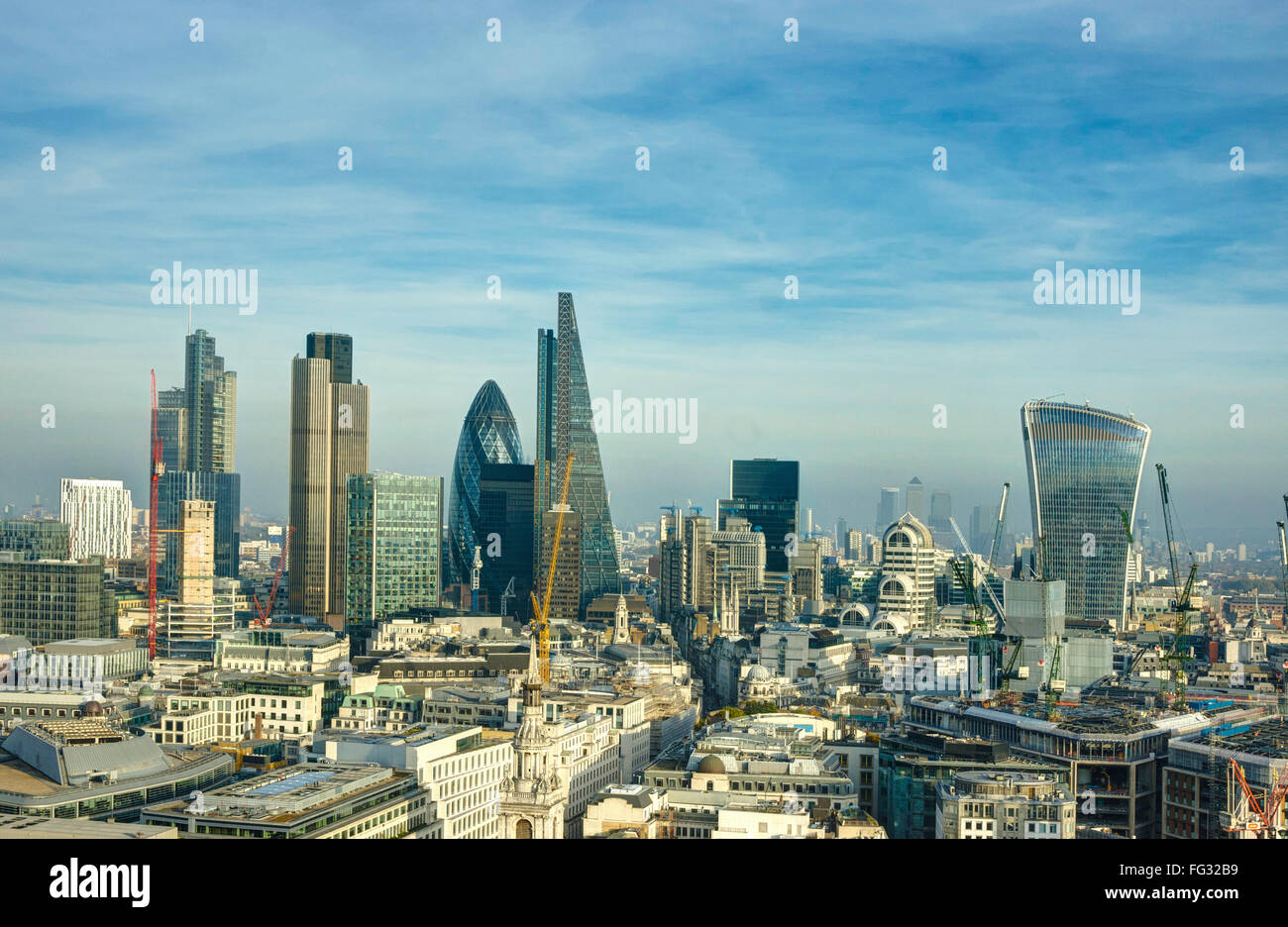 Lo skyline di Londra. Grattacieli City di Londra. Il quartiere finanziario Foto Stock