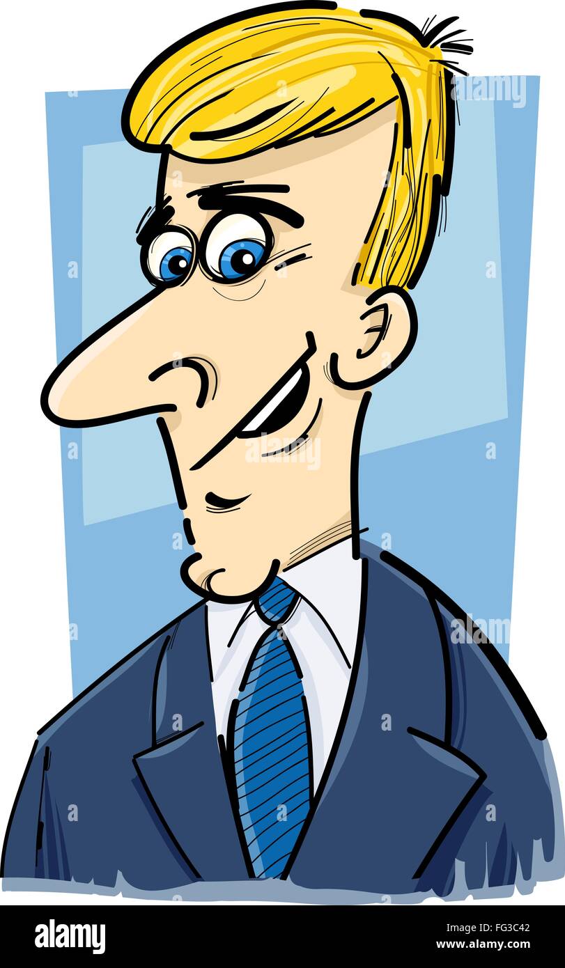 Cartoon illustrazione dell uomo o imprenditore caricatura di caratteri Illustrazione Vettoriale