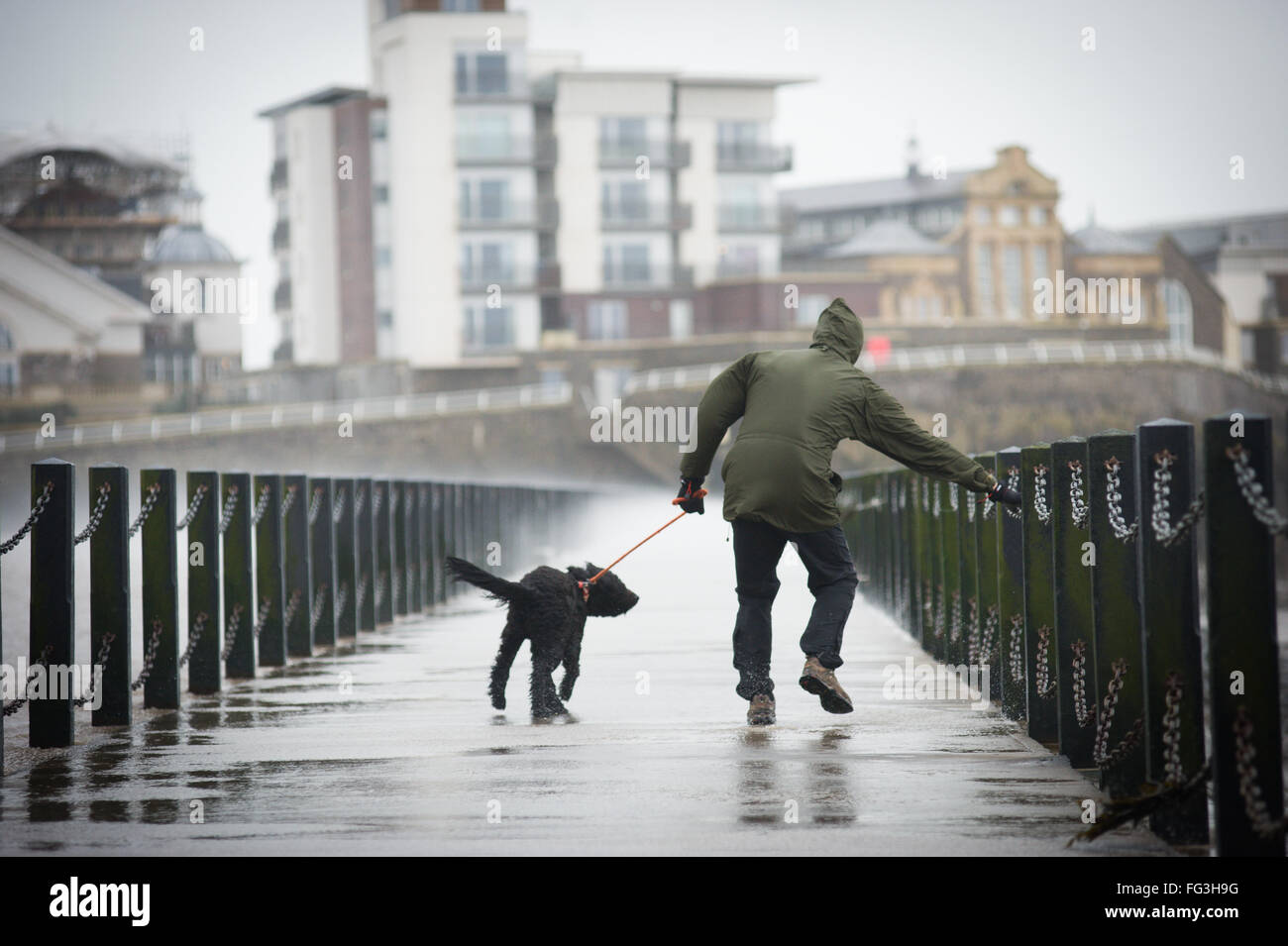 Maltempo a Weston Supermare - Storm Imogen Foto Stock