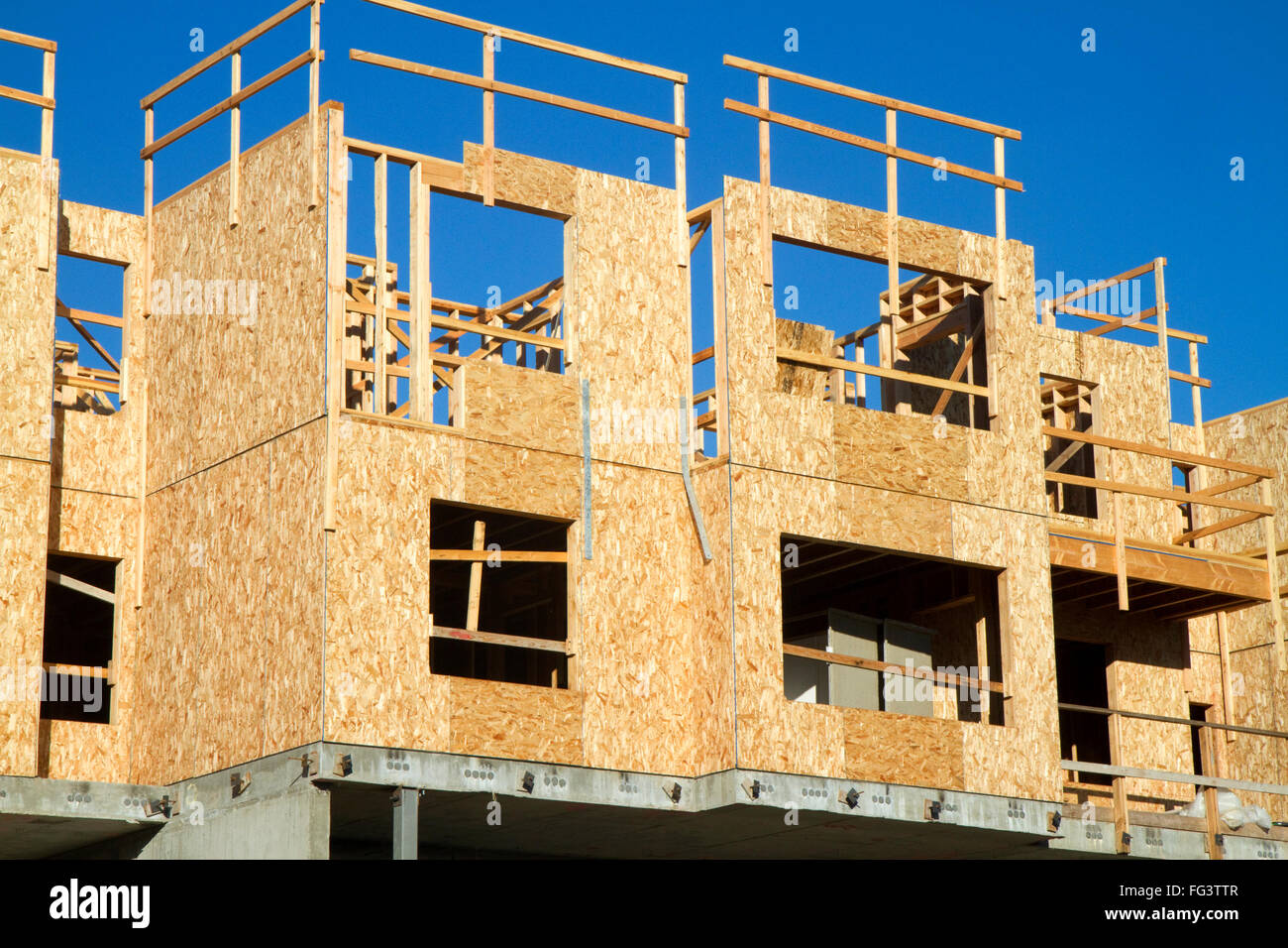 Legname di legno di costruzione di un edificio di appartamenti a Boise, Idaho, Stati Uniti d'America. Foto Stock