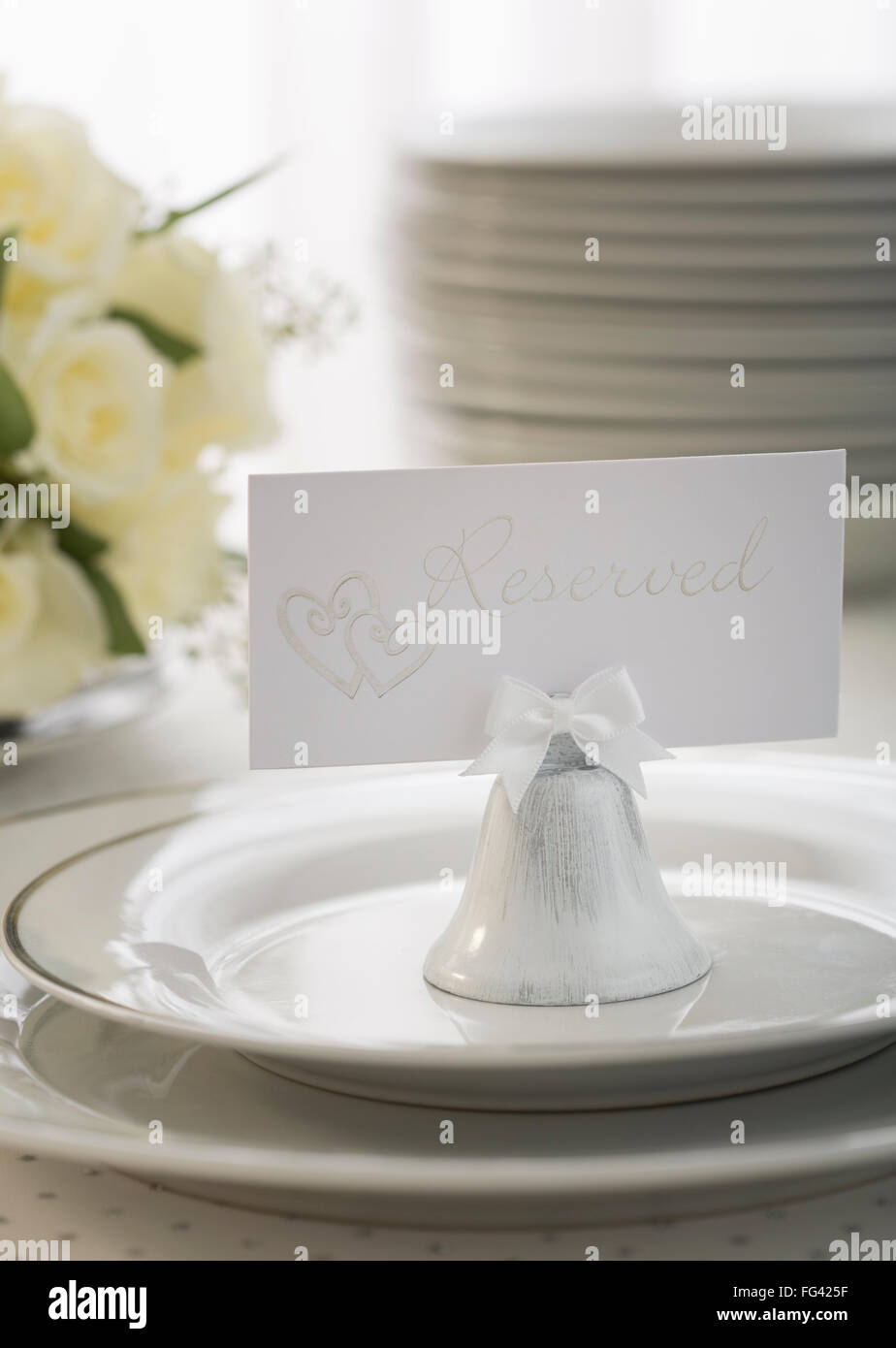 Tag di prenotazione sul posto impostazione Foto Stock