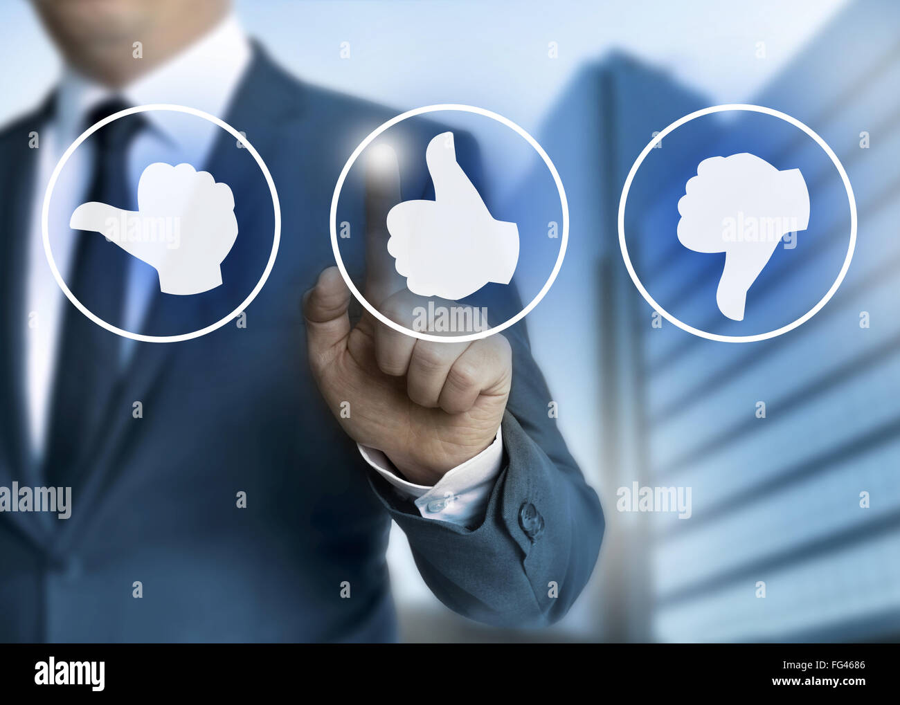 Le icone con il pollice per il cliente il concetto di revisione. Foto Stock