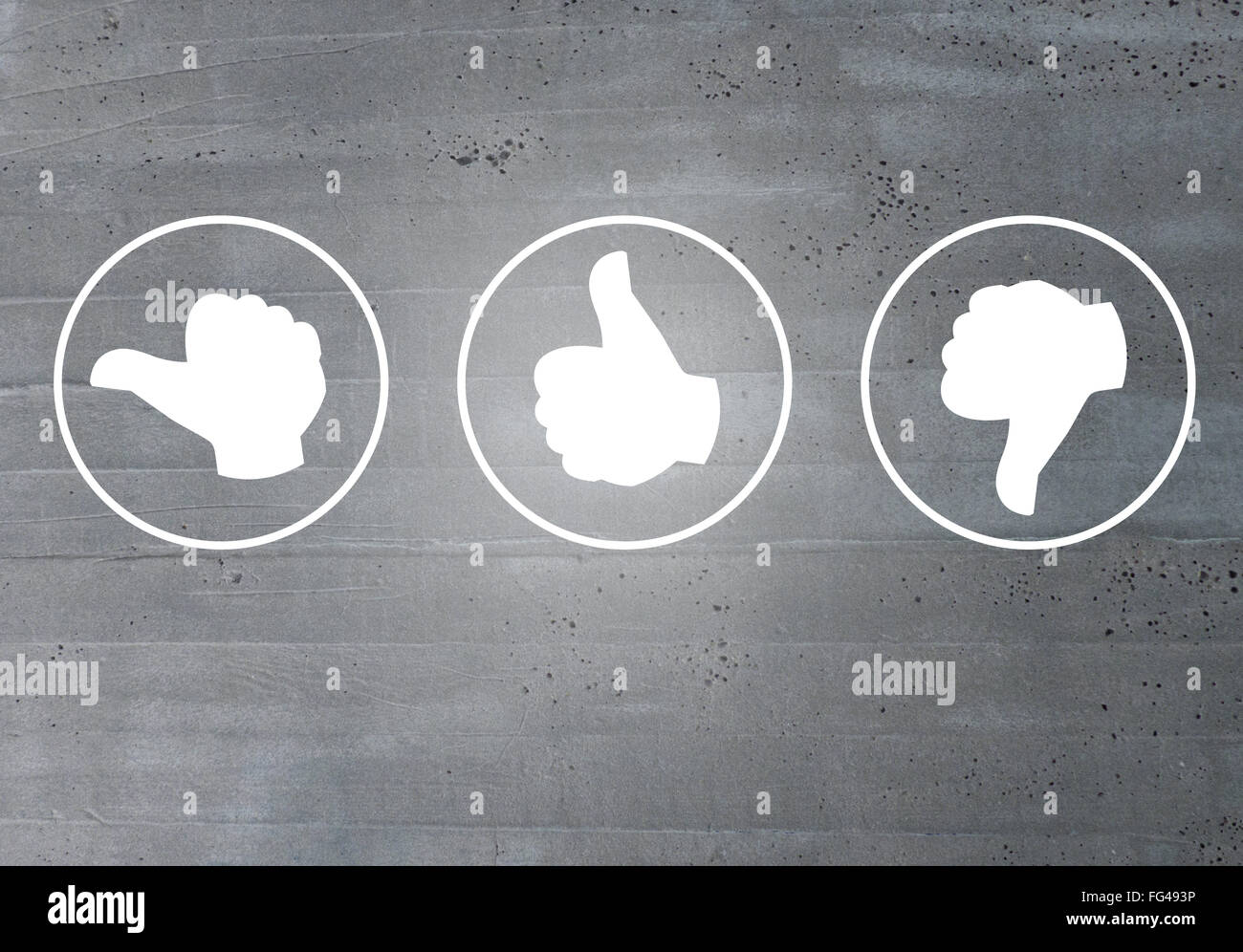 Revisione con il pollice il concetto delle icone. Foto Stock