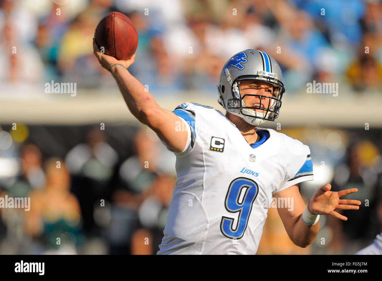 Nov. 4, 2012 - Jacksonville, FL, Stati Uniti d'America - Detroit Lions quarterback Matthew Stafford (9) durante il suo team di 31-14 win su Jacksonville Jaguars al campo EverBank il 4 novembre 2012 a Jacksonville, in Florida. ..ZUMA Press/Scott A. Miller. (Credito Immagine: © Scott A. Miller via ZUMA filo) Foto Stock
