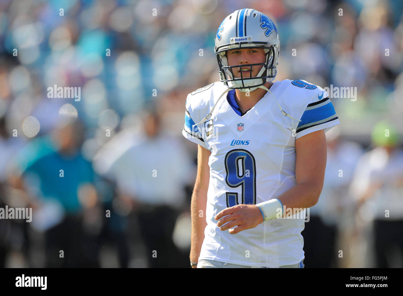 Nov. 4, 2012 - Jacksonville, FL, Stati Uniti d'America - Detroit Lions quarterback Matthew Stafford (9) durante il Lions 31-14 win su Jacksonville Jaguars al campo EverBank il 4 novembre 2012 a Jacksonville, in Florida. ..ZUMA Press/Scott A. Miller. (Credito Immagine: © Scott A. Miller via ZUMA filo) Foto Stock