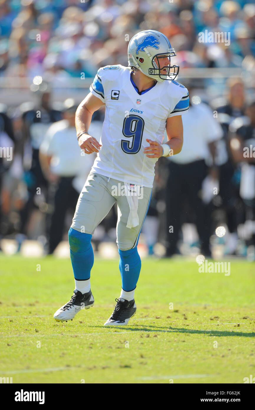 Nov. 4, 2012 - Jacksonville, FL, Stati Uniti d'America - Detroit Lions quarterback Matthew Stafford (9) durante il Lions 31-14 win su Jacksonville Jaguars al campo EverBank il 4 novembre 2012 a Jacksonville, in Florida. ..ZUMA Press/Scott A. Miller. (Credito Immagine: © Scott A. Miller via ZUMA filo) Foto Stock