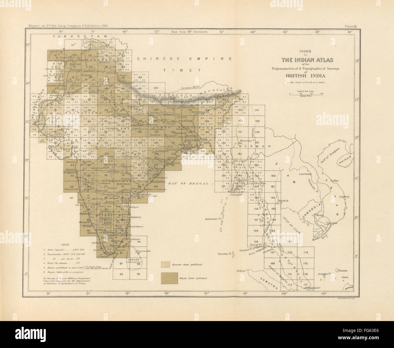 53 della " Relazione sulla Terza Internazionale Congresso geografica e mostra a Venezia ... 1881, accompagnata da dati concer Foto Stock