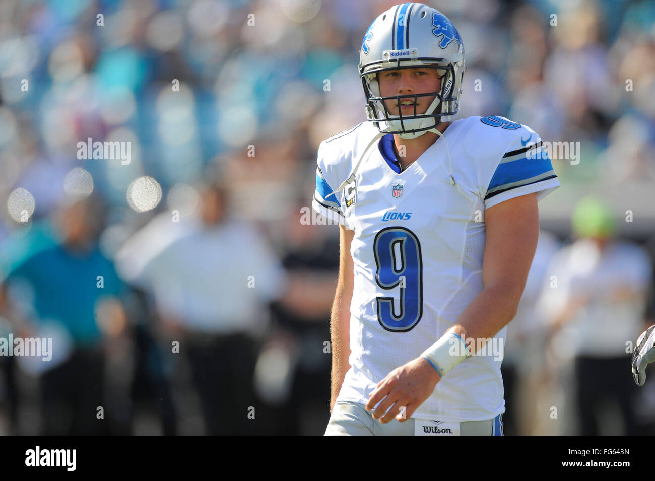 Nov. 4, 2012 - Jacksonville, FL, Stati Uniti d'America - Detroit Lions quarterback Matthew Stafford (9) durante il Lions 31-14 win su Jacksonville Jaguars al campo EverBank il 4 novembre 2012 a Jacksonville, in Florida. ..ZUMA Press/Scott A. Miller. (Credito Immagine: © Scott A. Miller via ZUMA filo) Foto Stock