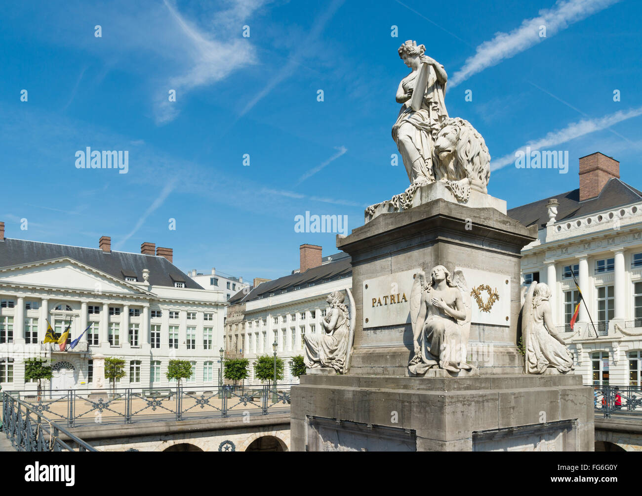 Piazza Martiri con la Patria memorial a Bruxelles. Il nome attuale di questa piazza si riferisce ai morti del settembre giorni di Foto Stock