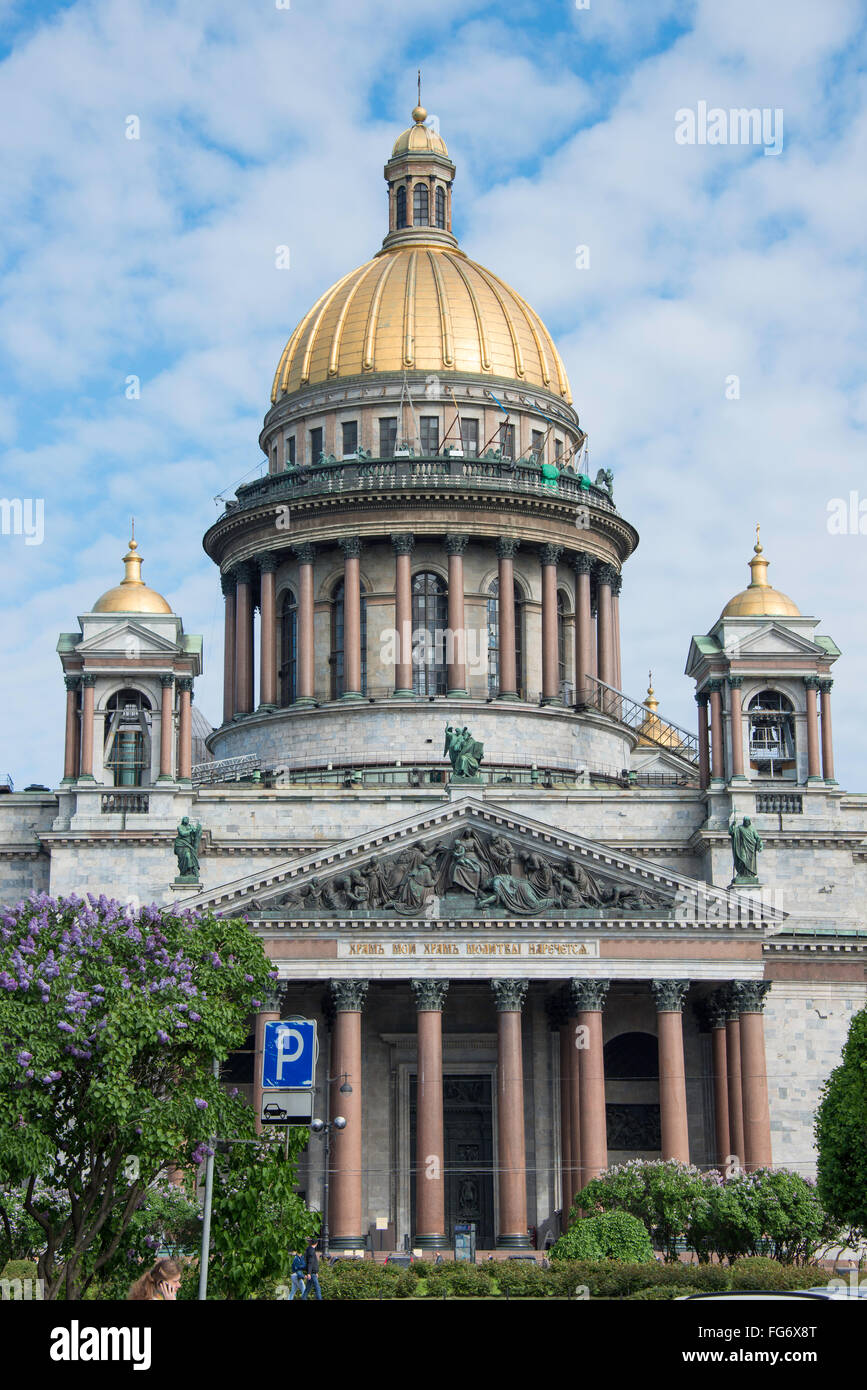 La Cattedrale di San Isacco, St Isaac's Square, a San Pietroburgo e a Nord Ovest, Repubblica Russa Foto Stock