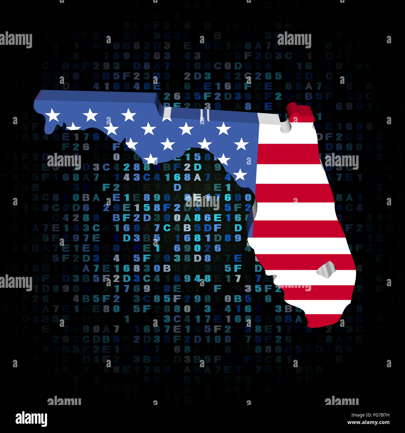 Mappa Florida bandiera sul codice esadecimale illustrazione Foto Stock