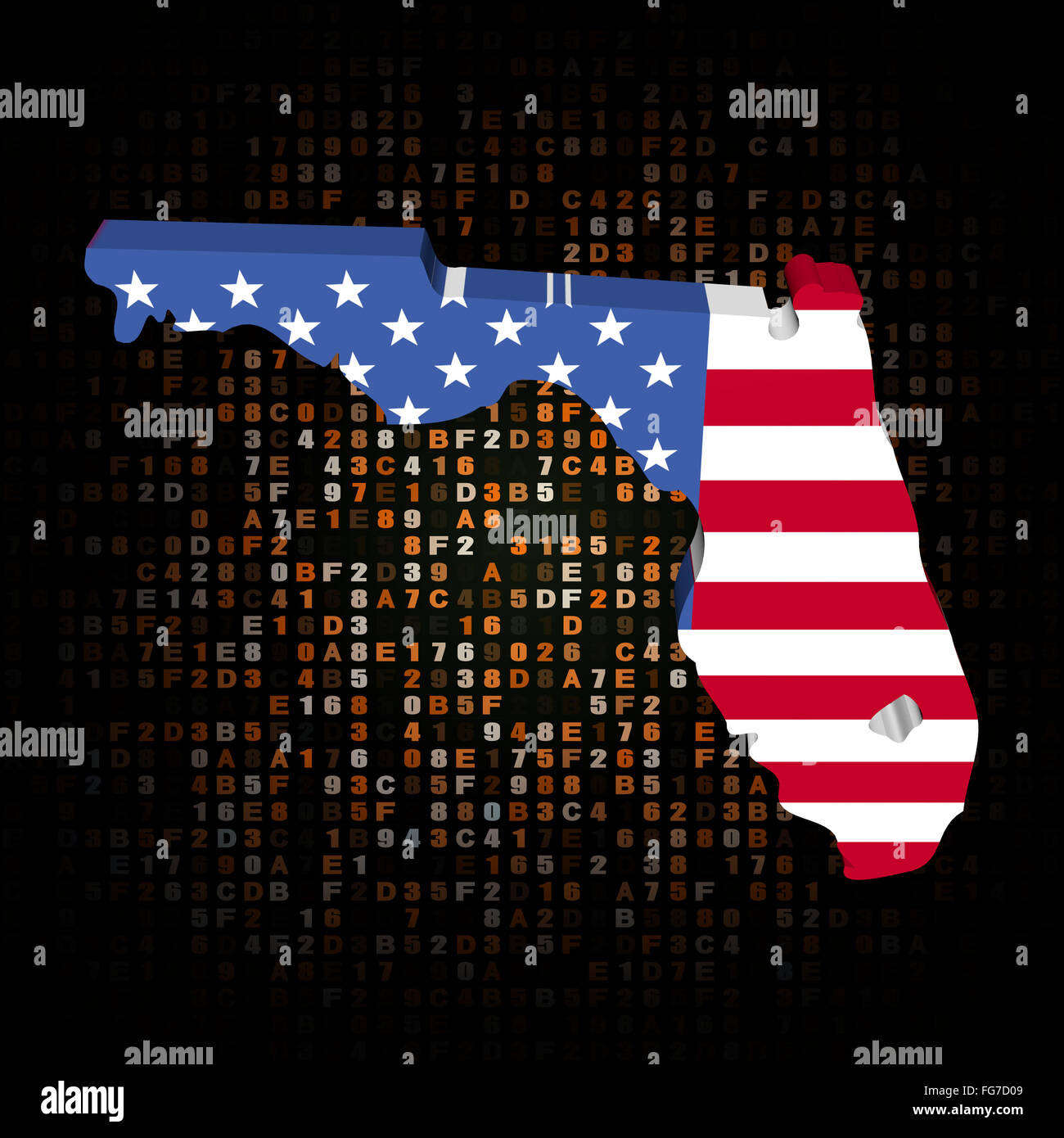 Mappa Florida bandiera sul codice esadecimale illustrazione Foto Stock