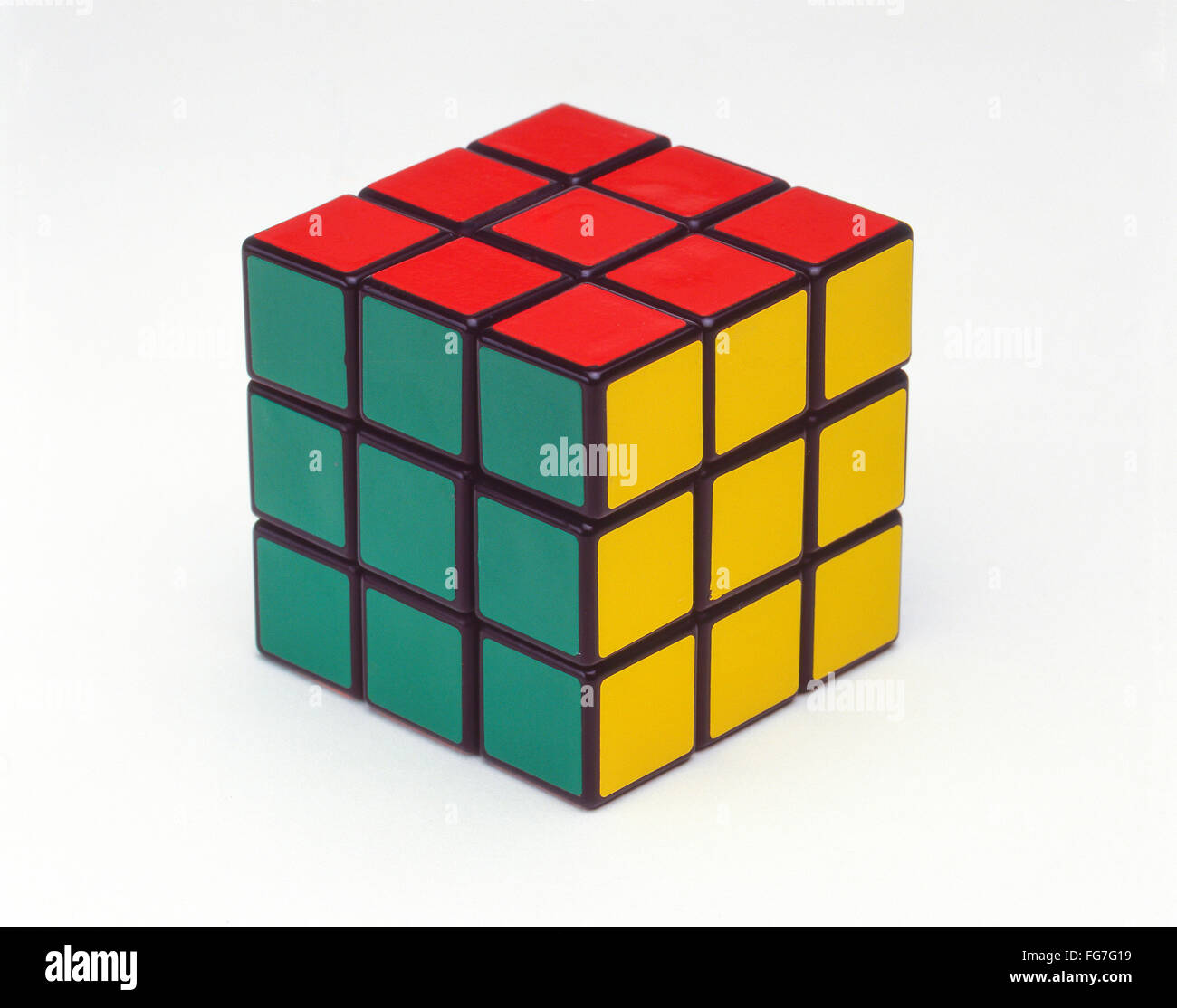 Rubik Cube Magic contro uno sfondo bianco, London, England, Regno Unito Foto Stock