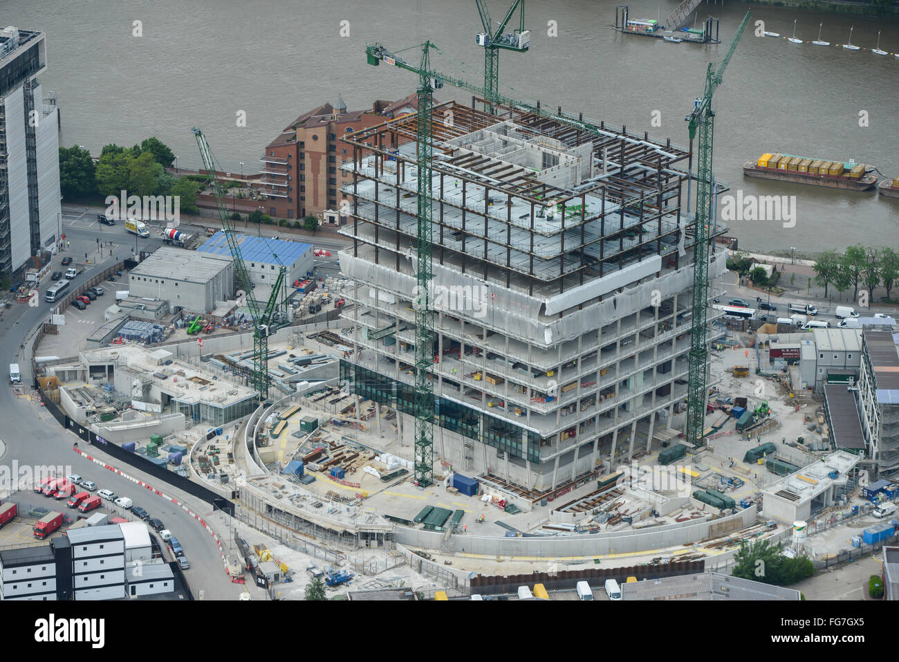 Una veduta aerea che mostra la costruzione della nuova ambasciata degli Stati Uniti a Nine Elms, Londra Foto Stock
