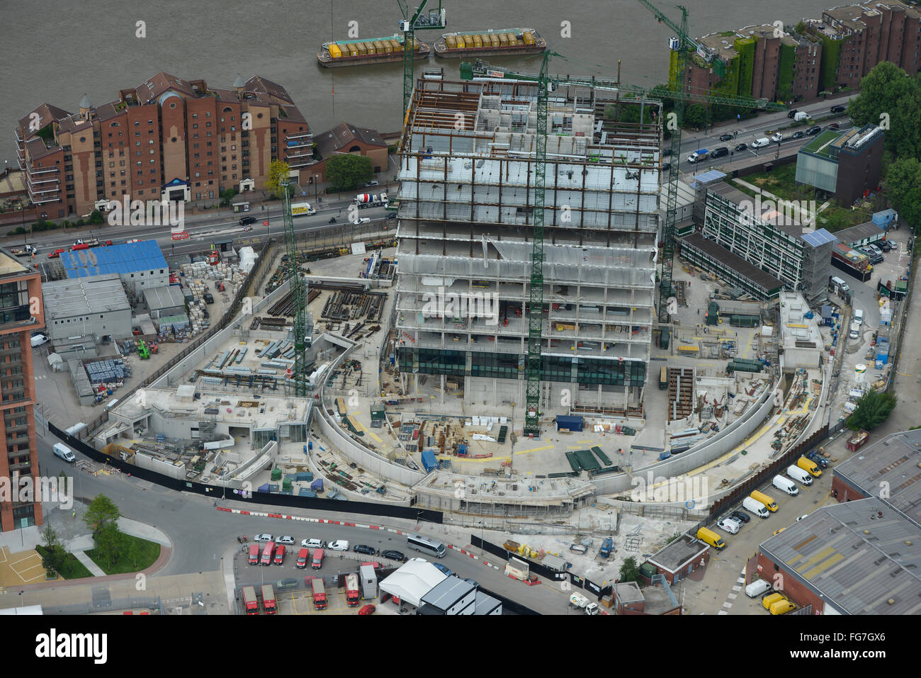 Una veduta aerea che mostra la costruzione della nuova ambasciata degli Stati Uniti a Nine Elms, Londra Foto Stock