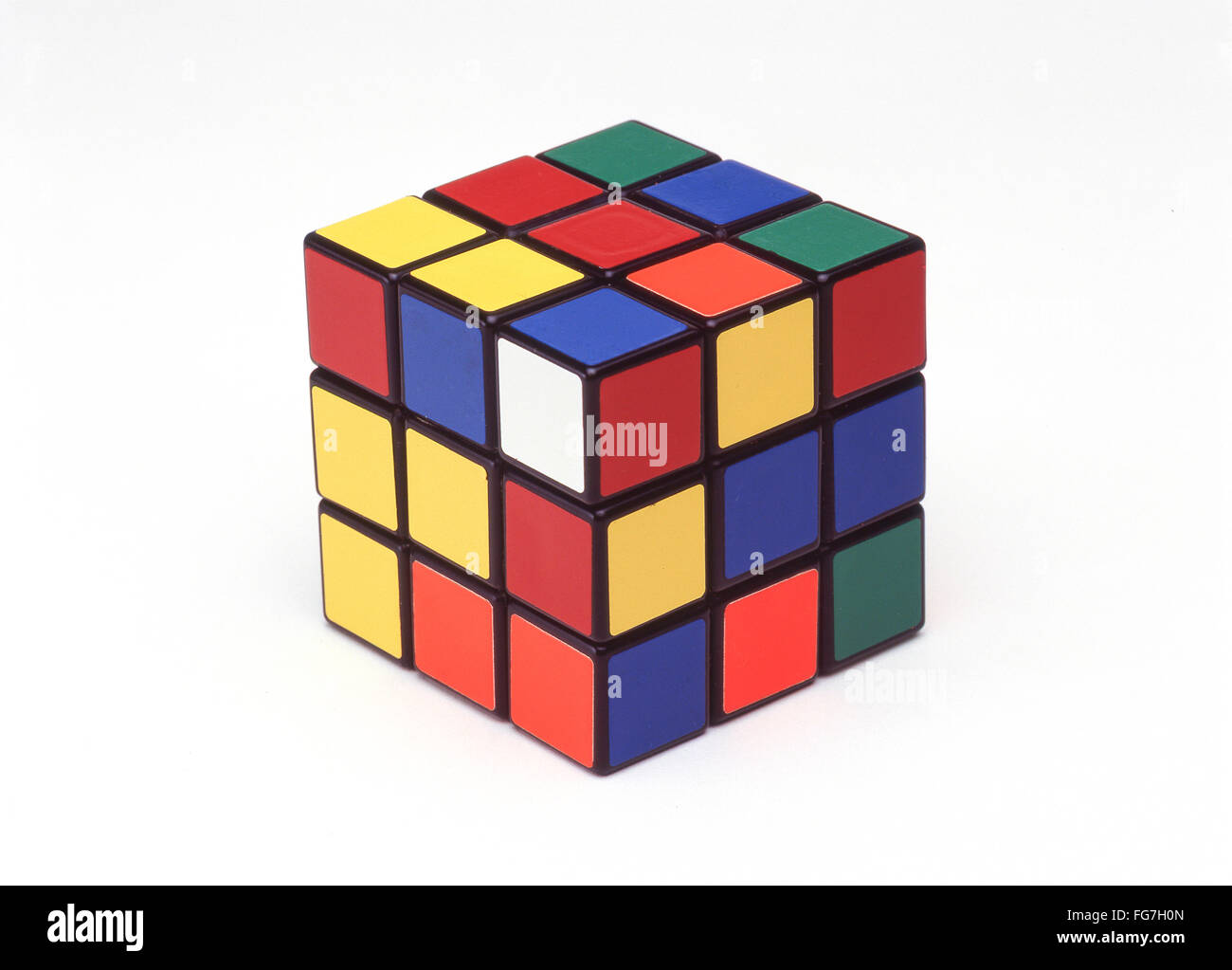 Rubik Cube Magic contro uno sfondo bianco, London, England, Regno Unito Foto Stock
