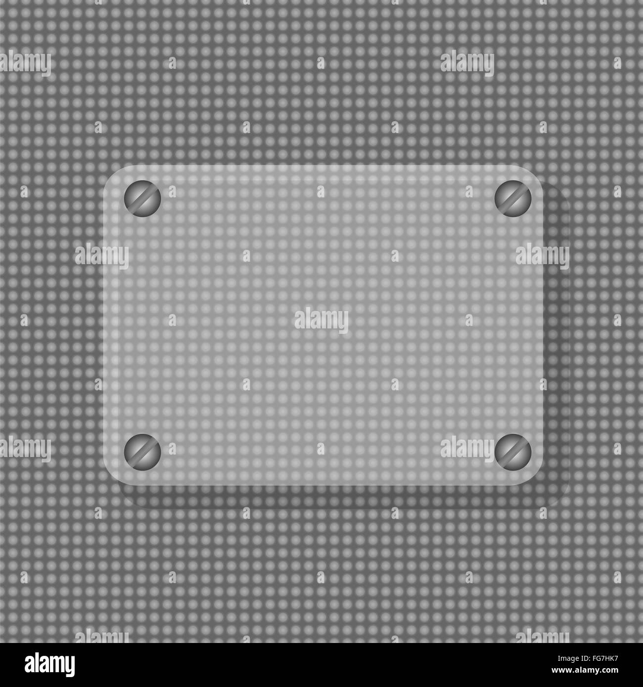 Vetro trasparente telaio convessa con perni di metallo sullo sfondo Foto Stock