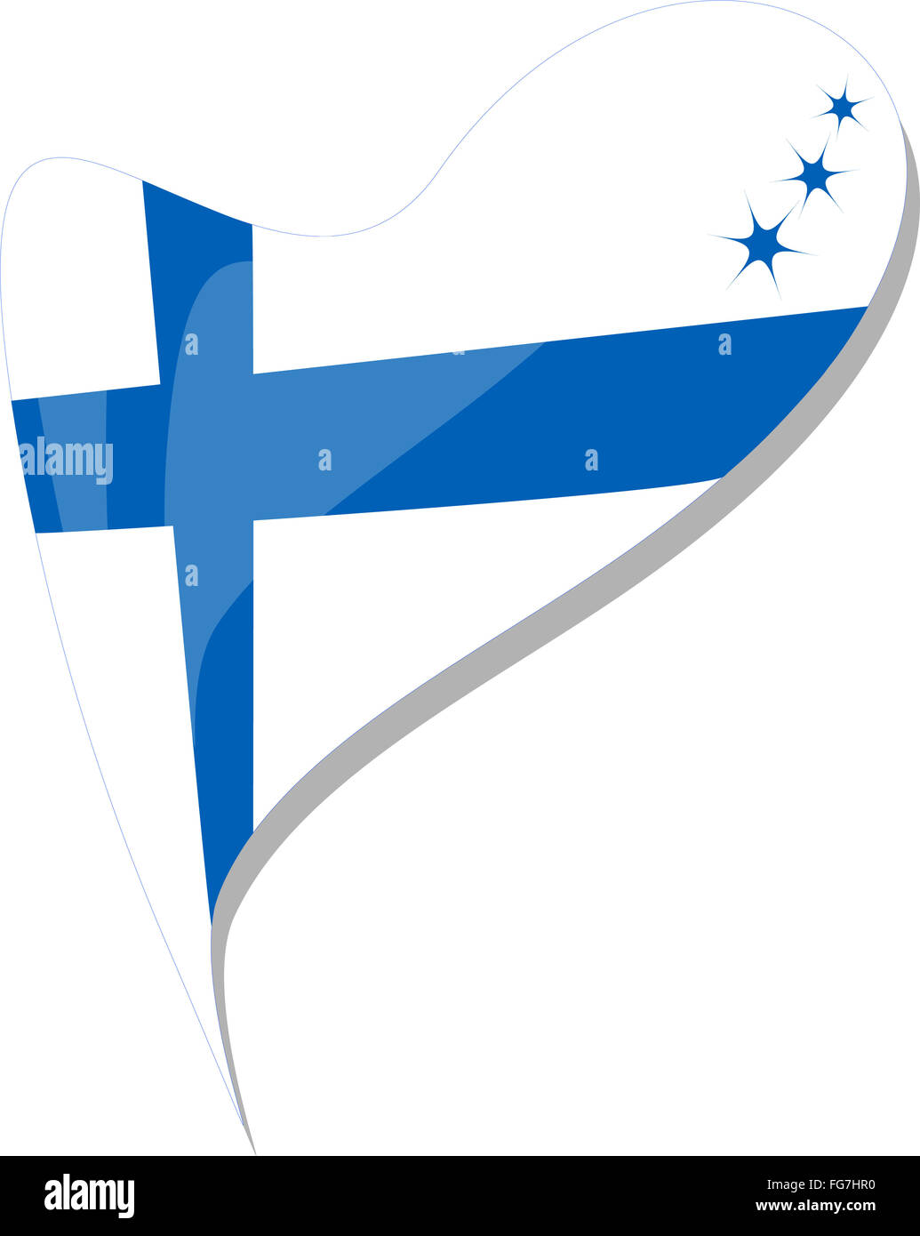 In Finlandia nel cuore. Icona della Finlandia bandiera nazionale. vettore Foto Stock