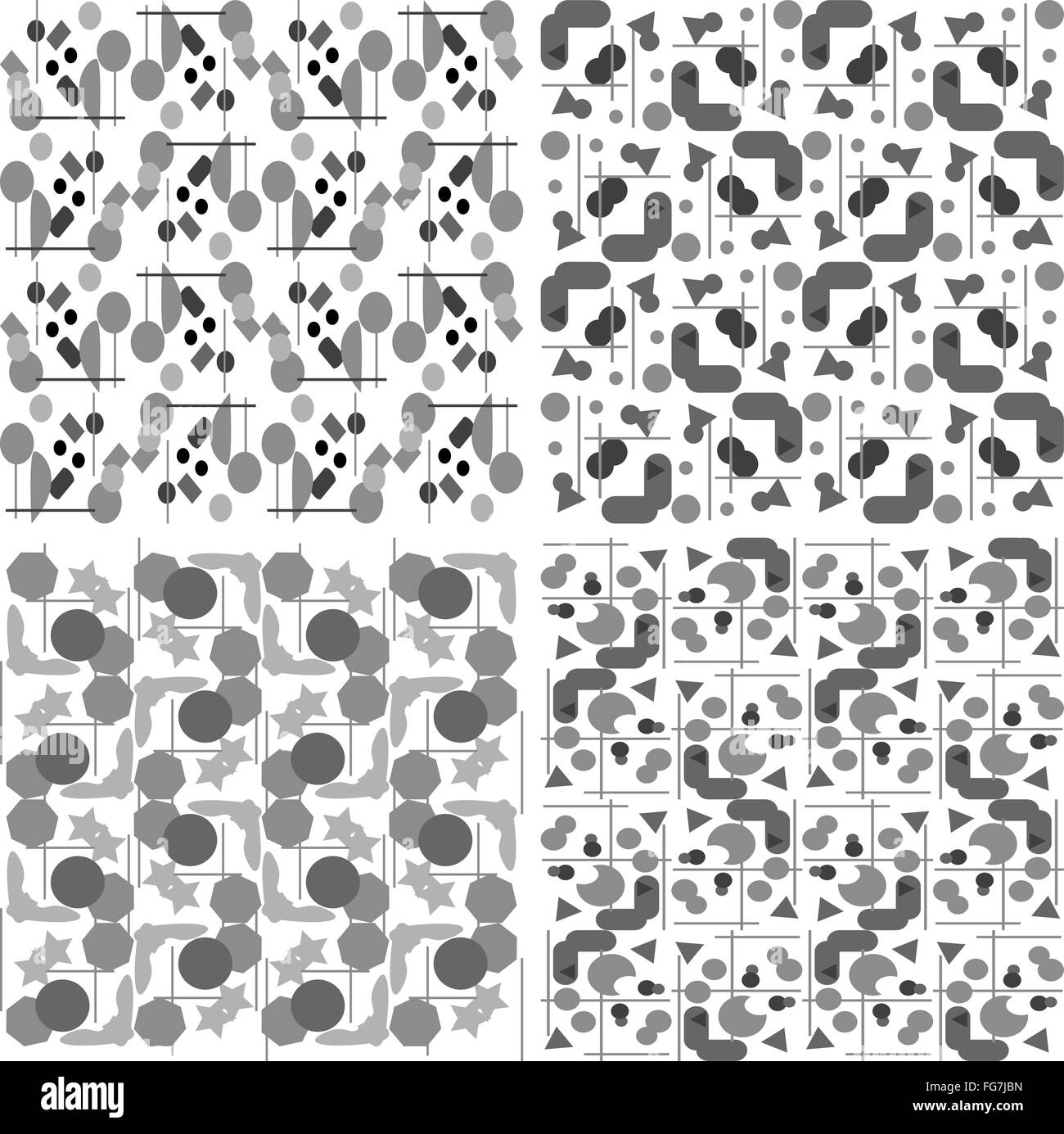 Quattro seamless pattern astratti, onde sullo sfondo Foto Stock