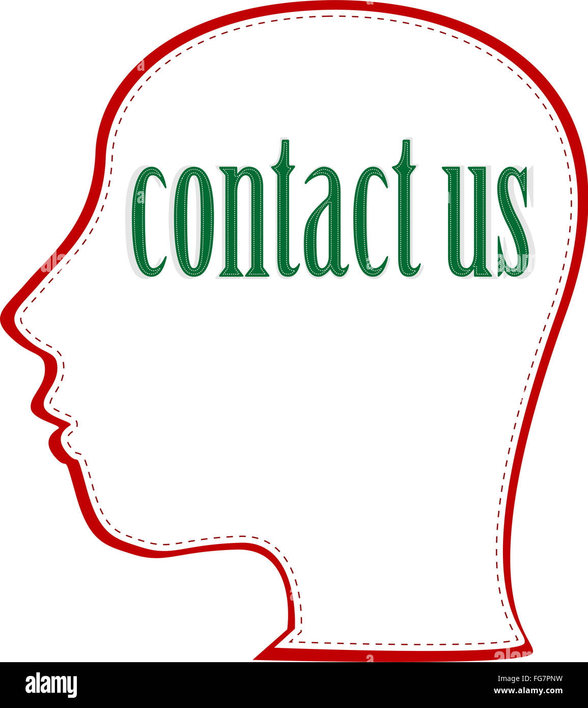 Testa umana con la parola Contattaci. vettore Foto Stock
