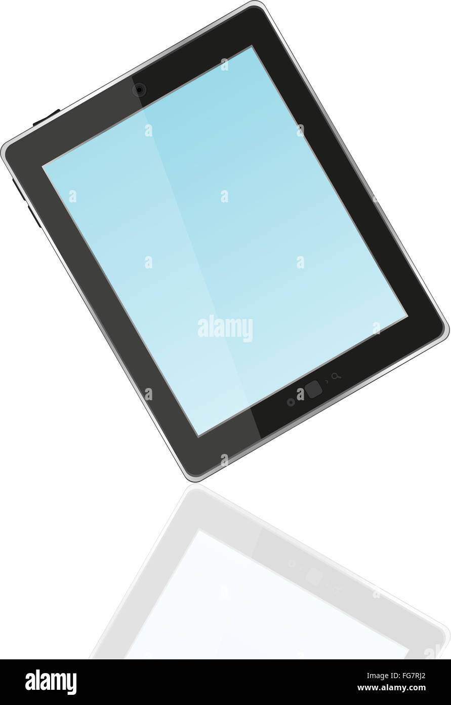 Vettore di nero tablet pc con schermata blu Foto Stock