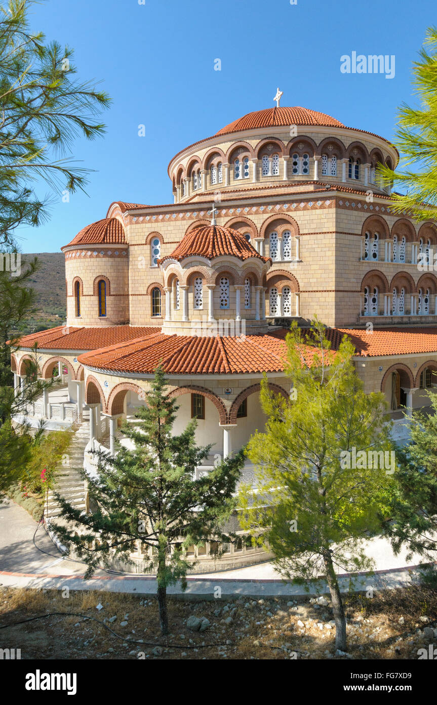 Il monastero di Agios Nektarios, Kontos, EGINA, ISOLE DELL'ARGOSARONICO Grecia Foto Stock