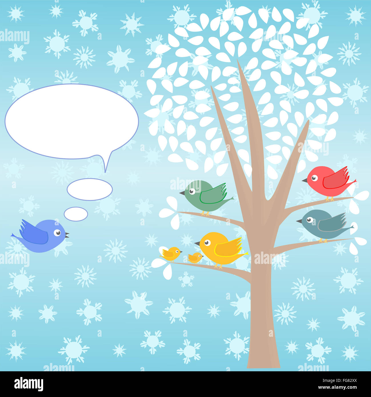 Modello di scheda di natale per Natale design con uccelli Foto Stock