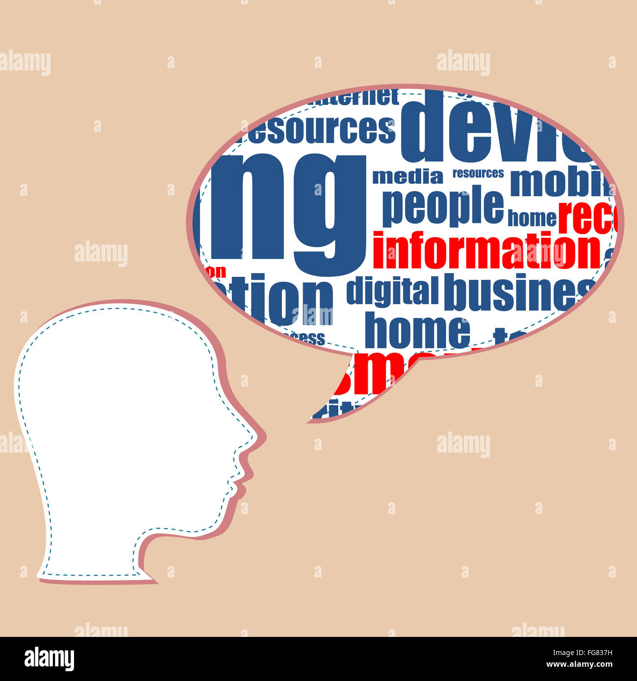 Persone che parlano la testa con business parola sul discorso bolla Foto Stock