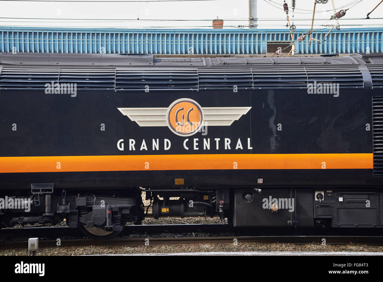Grand Central Railway treno, a Doncaster Stazione, South Yorkshire, nell'Inghilterra del Nord Foto Stock