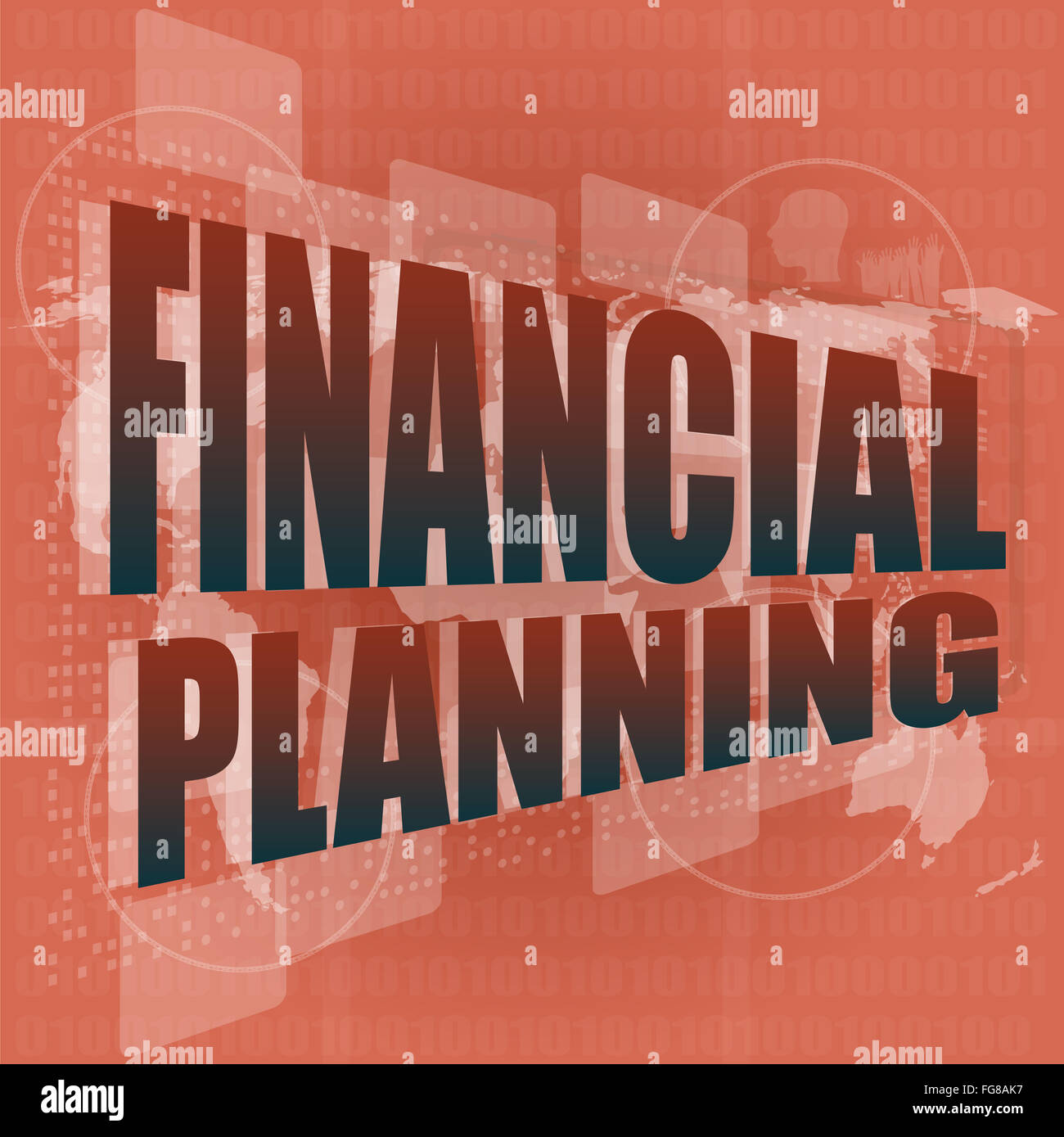Il concetto di business: parole la pianificazione finanziaria su display digitale Foto Stock