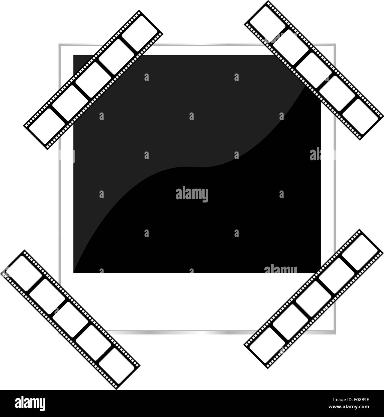 Vuoto la striscia del film e photo frame isolato su bianco Foto Stock