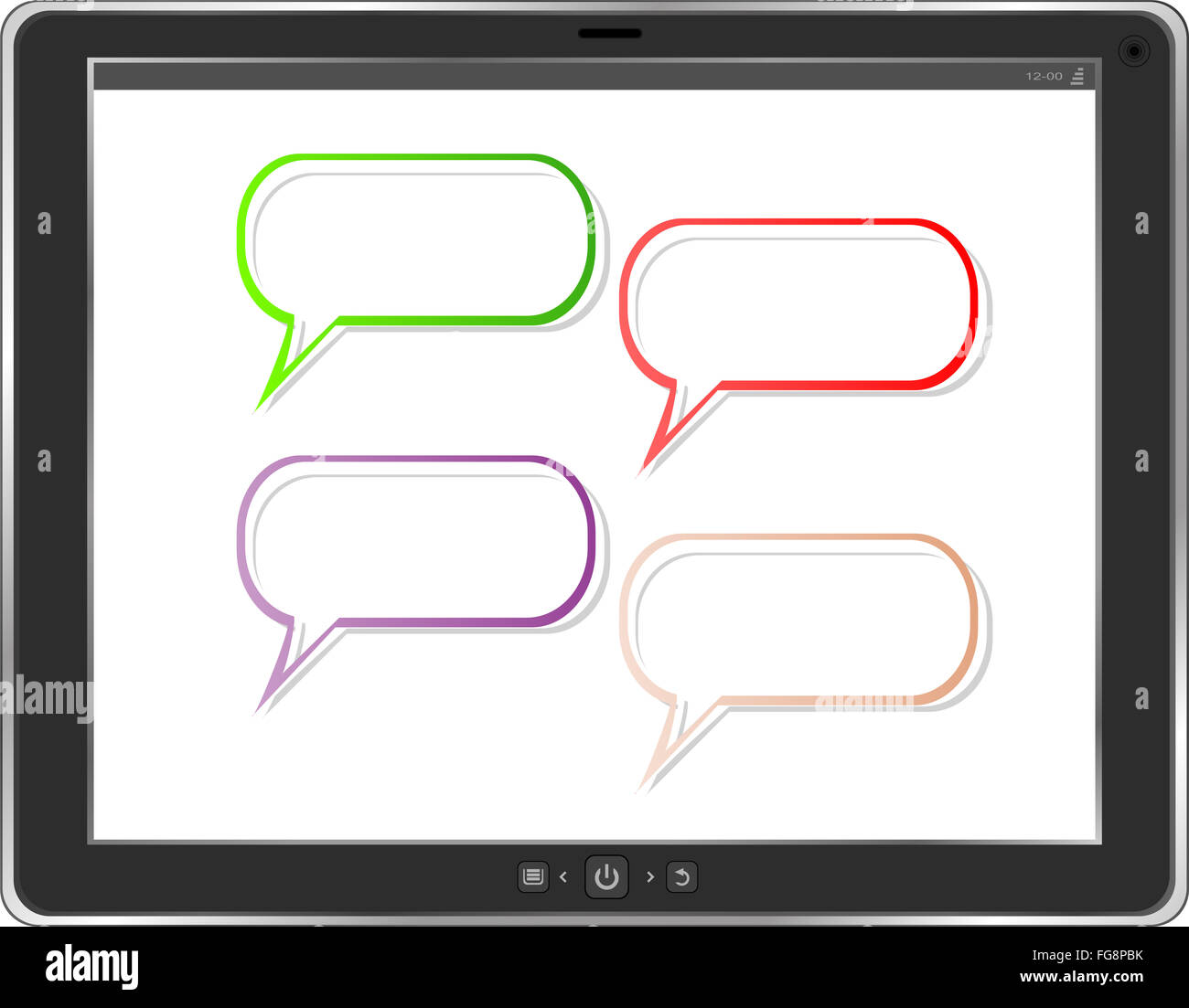 Una parola vuota bolla su tablet pc screen. Concetto aziendale Foto Stock