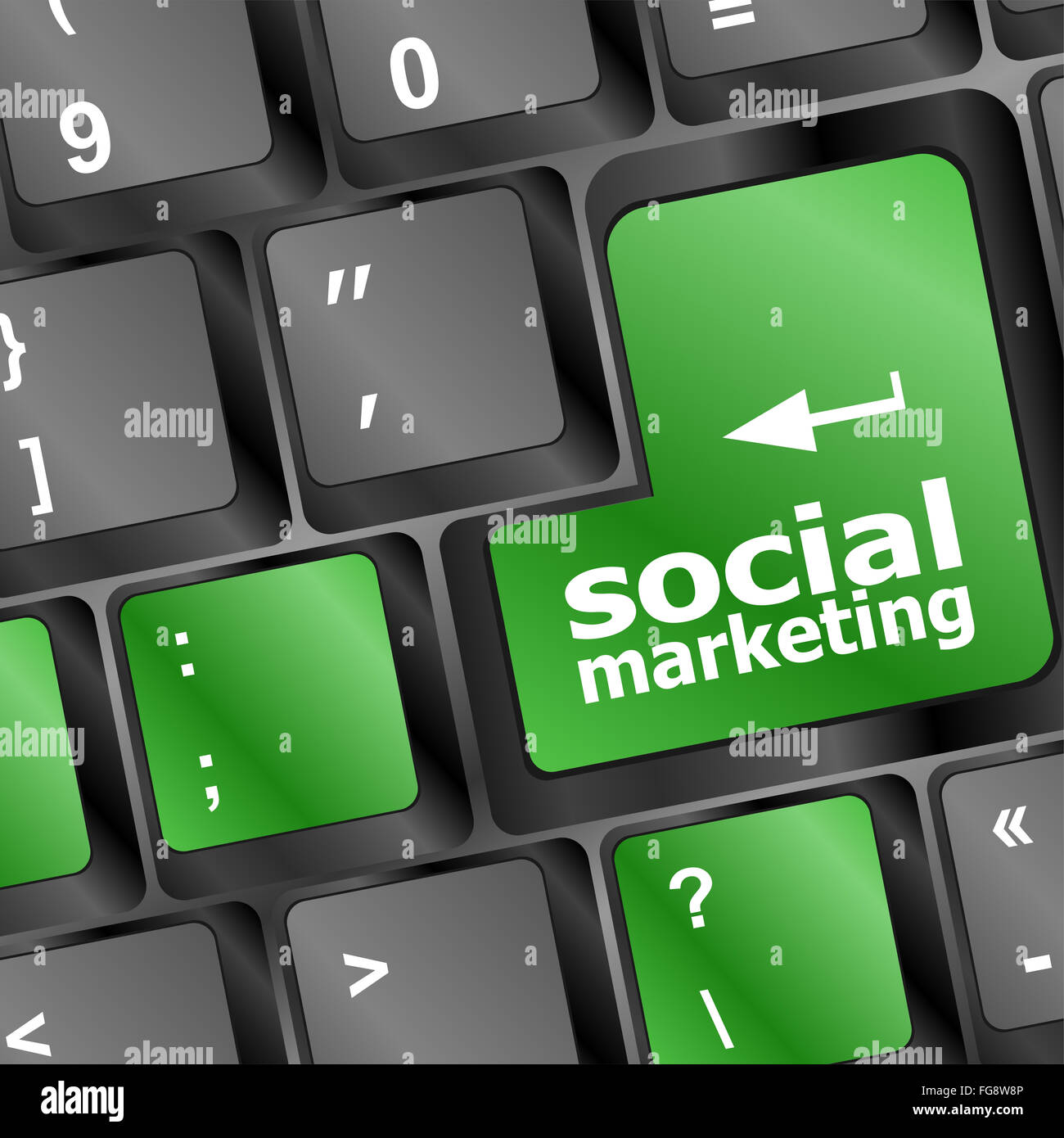 Il marketing sociale o internet marketing concetti, con messaggio sul tasto Invio della tastiera Foto Stock