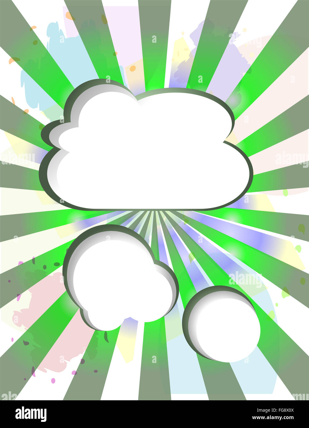 Nuvole di carta vintage sfondo astratto con raggi solari Foto Stock