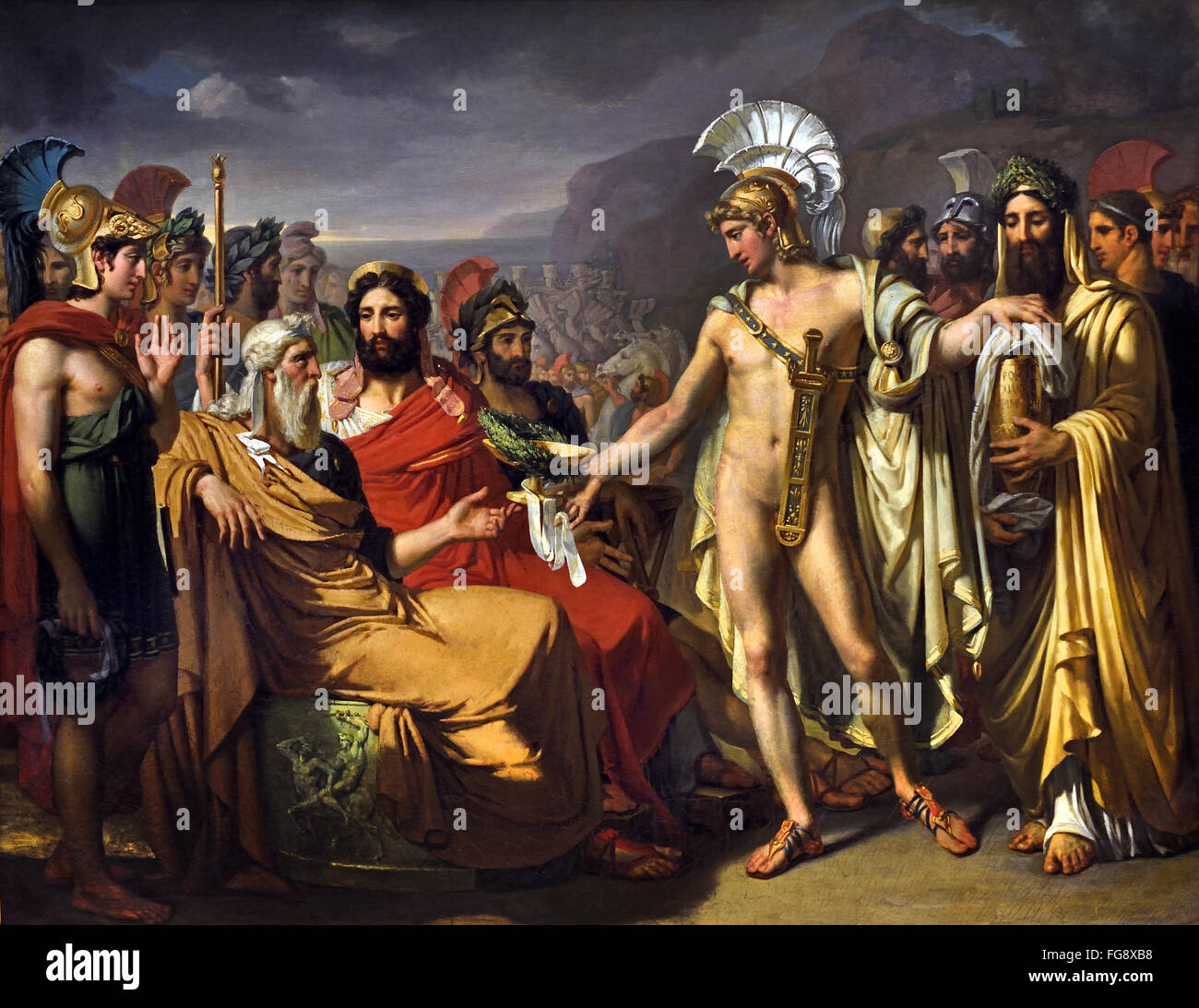 Achille dà Nestor il prezzo della saggezza alle Olimpiadi Joseph Désiré corte (1797-1865) Francia - Francese Foto Stock