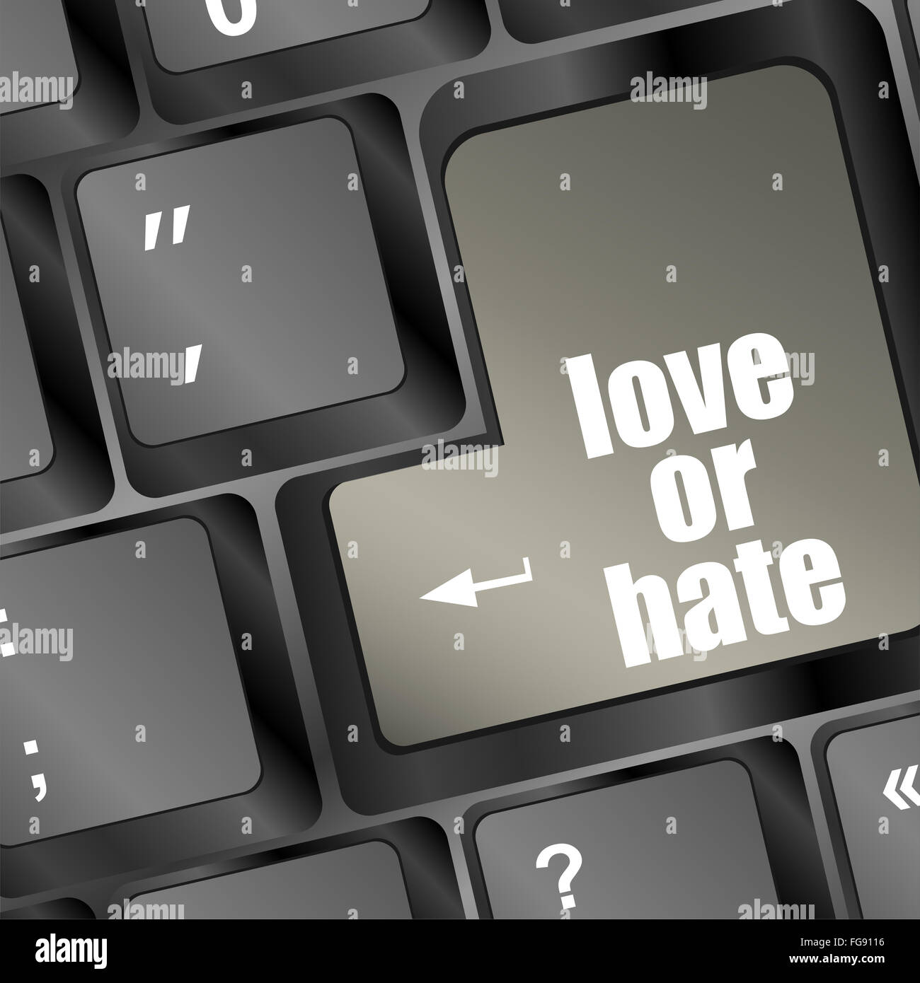 Amore o odio relazioni impressioni di comunicazione delle valutazioni recensioni computer tasto della tastiera Foto Stock