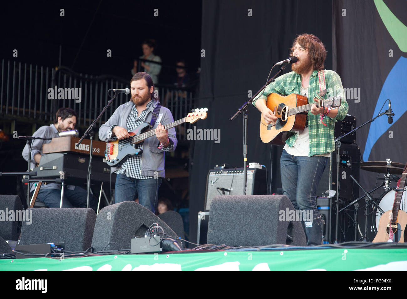 Fleet Foxes sulla fase della piramide al Glastonbury Festival 2009, Somerset, Inghilterra, Regno Unito. Foto Stock