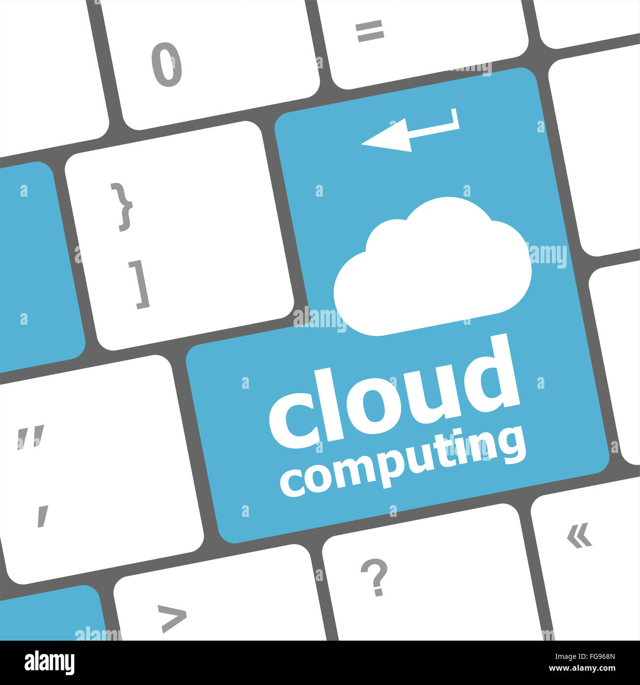 Il cloud computing concetto Mostra icona a forma di nuvola sulla chiave del computer. Foto Stock