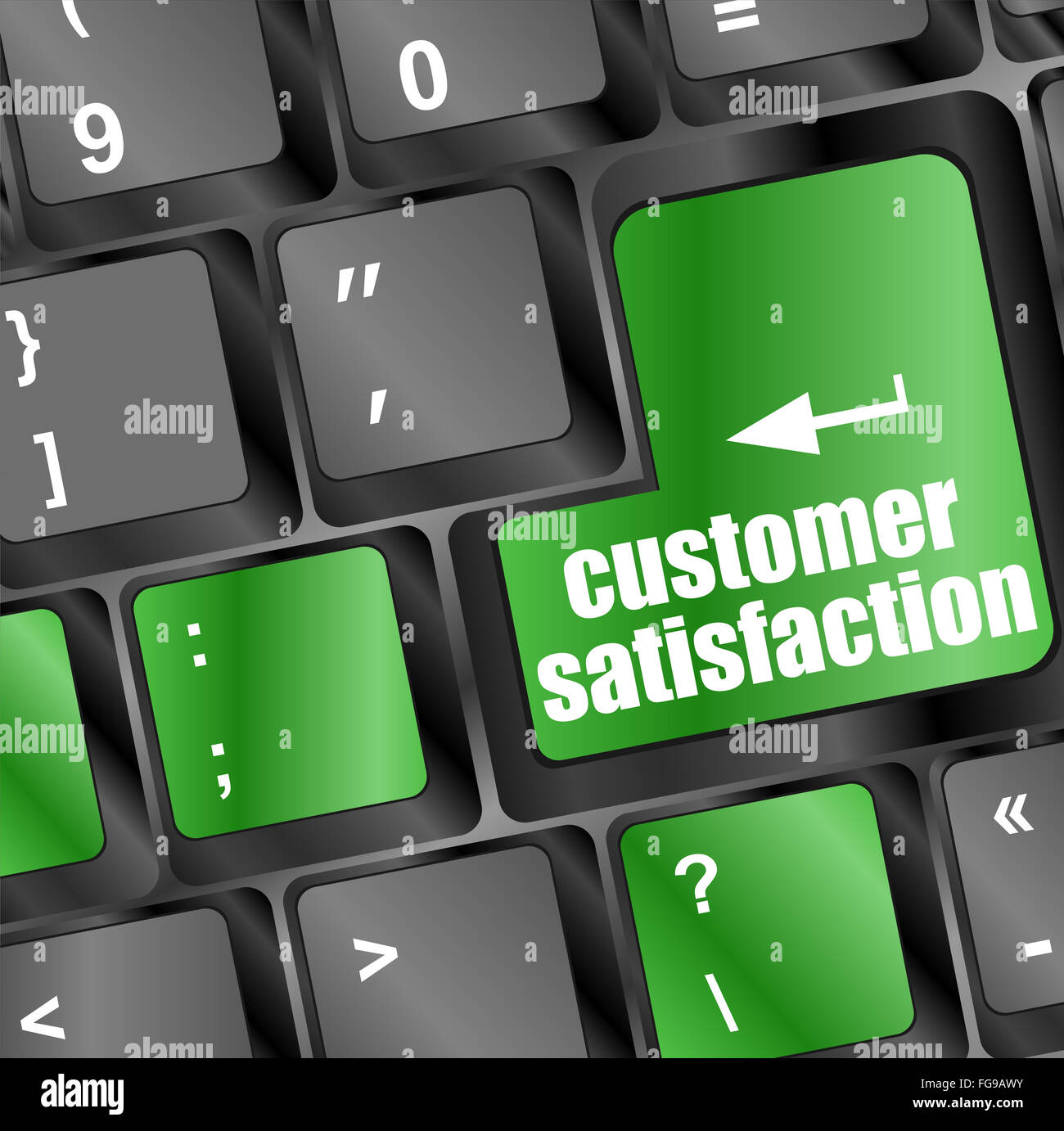 La soddisfazione del cliente la parola chiave sulla tastiera del computer Foto Stock
