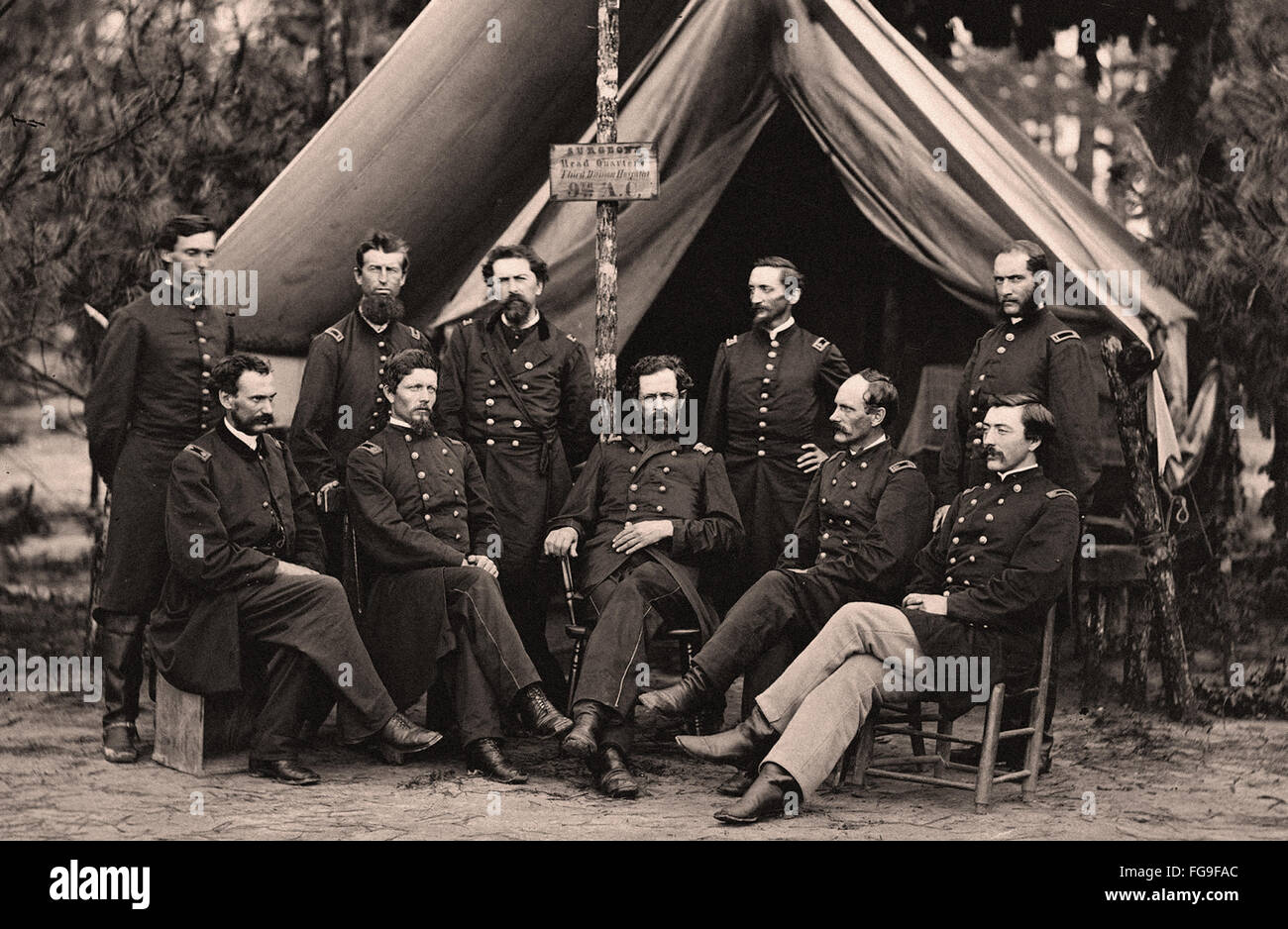 Noi la guerra civile scena - Abraham Lincoln con top hat Foto Stock