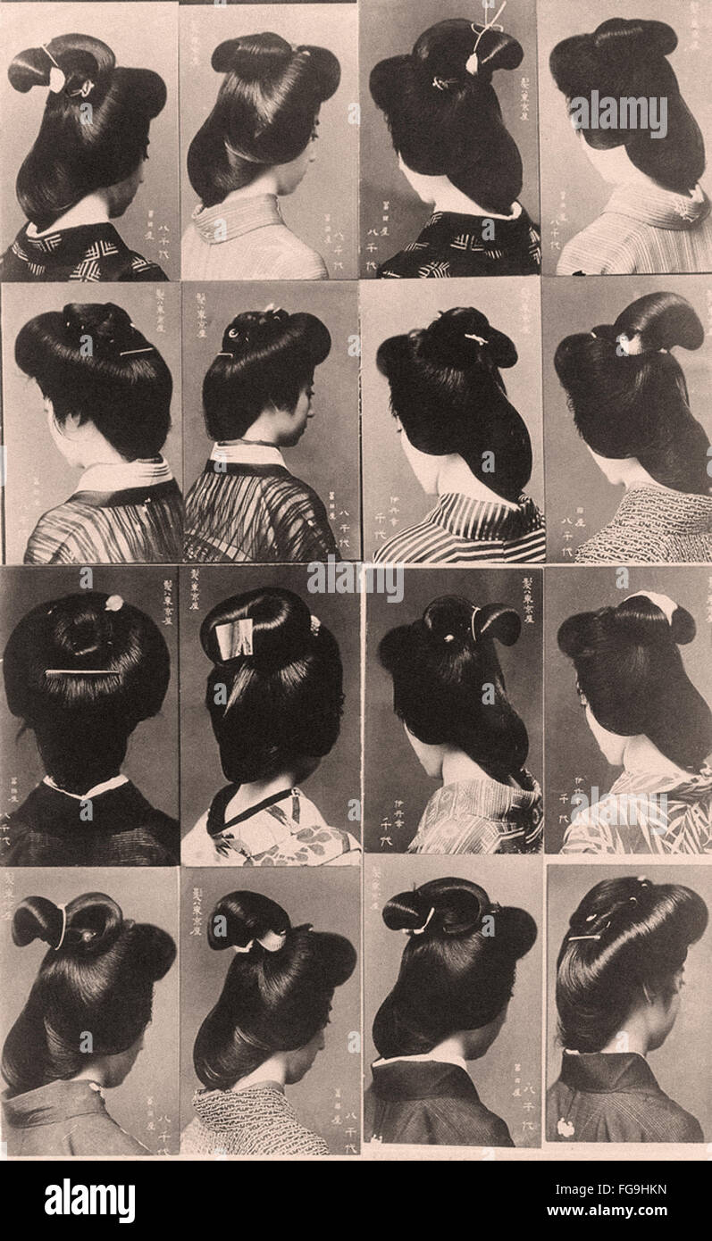 Le donne giapponesi acconciatura -1910s Foto Stock