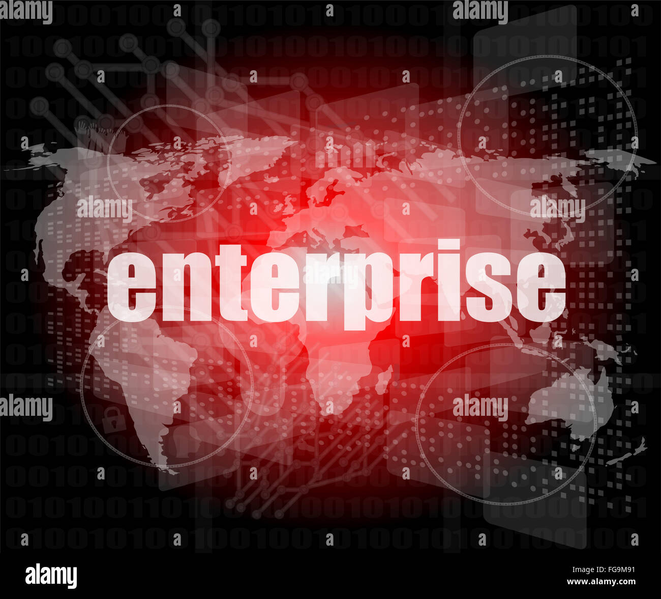 Il concetto di business: enterprise parole sulla schermata digitale, 3d Foto Stock