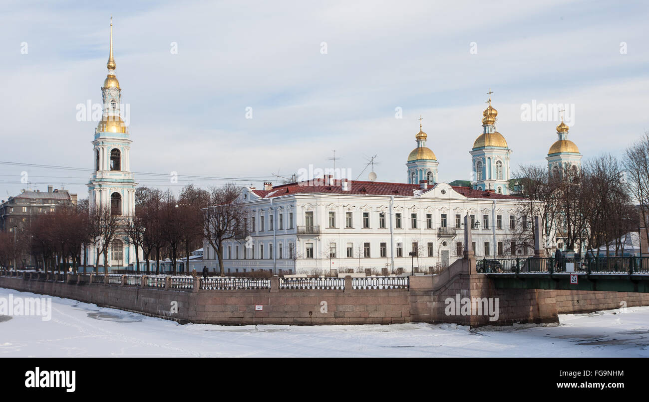 Nikolsky Cattedrale di San Pietroburgo, inverno Foto Stock