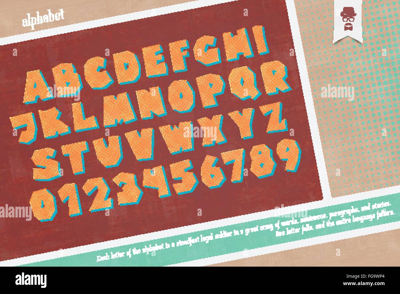 Set di pop art alfabeto di stile lettere e numeri. vettore tipo di font e poster vintage design. comico, lettere in grassetto di raccolta Illustrazione Vettoriale