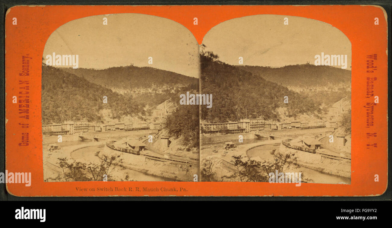 Vista su Switchback R.R., Mauch Chunk, Pa, da Robert N. Dennis raccolta di vista stereoscopica Foto Stock